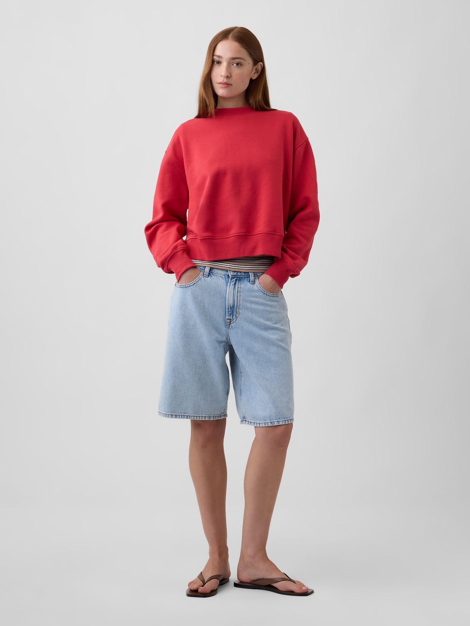 Red Vintage Soft Oversized Split-Hem Sweatshirt - Image 3 of 4