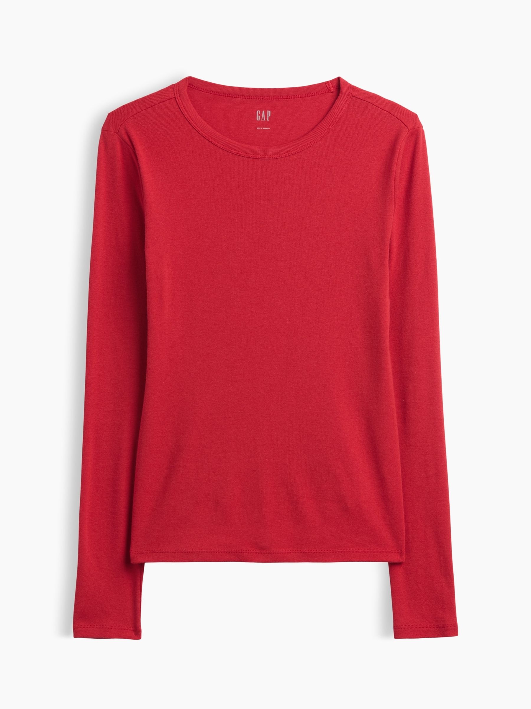 Red Modern Ribbed Long Sleeve T-Shirt - Image 5 of 5