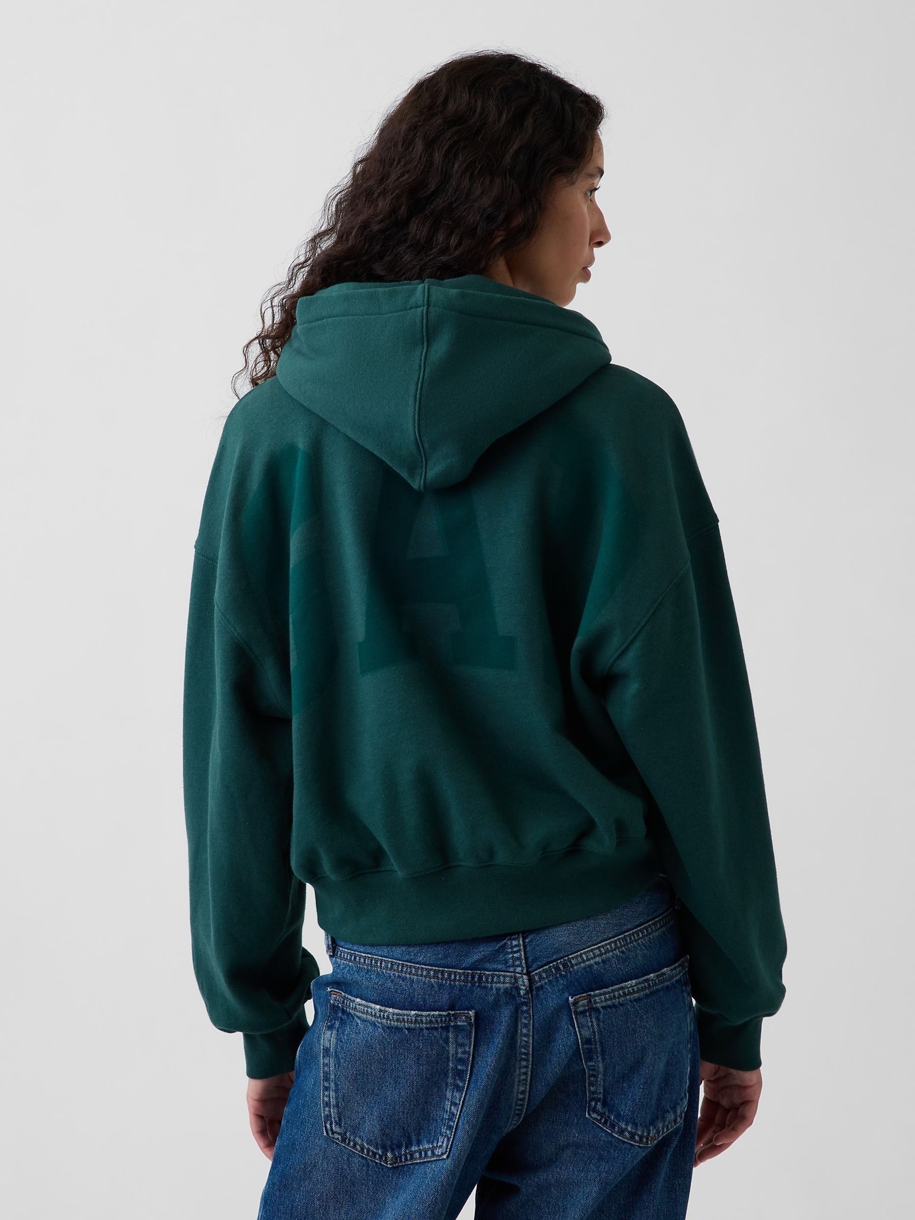 Green Vintage Soft Crop Logo Hoodie - Image 2 of 4 Green Vintage Soft Crop Logo Hoodie - Image 2 of 4