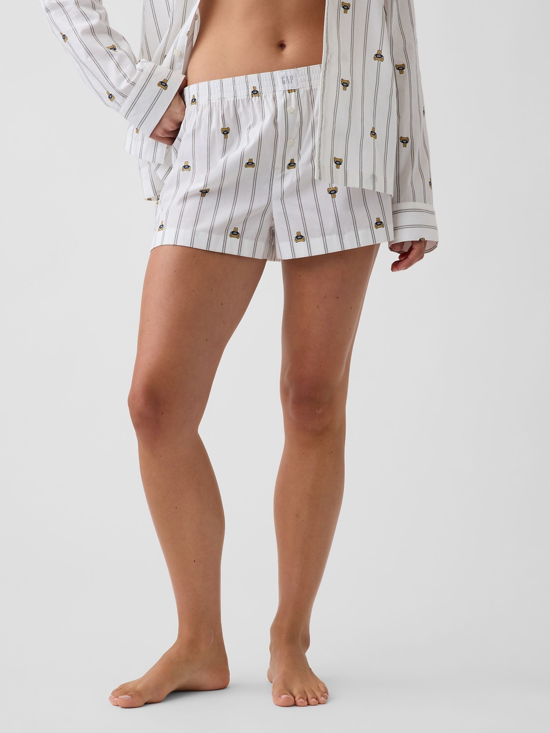 Stripe Brannan Bear Poplin Pyjamas Boxer Shorts - Image 1 of 5