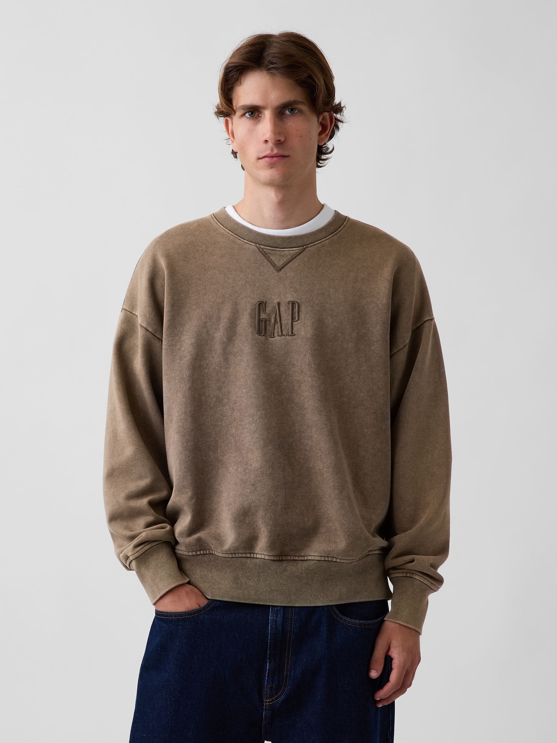 Brown Heavyweight Oversized Logo Sweatshirt - Image 1 of 5 Brown Heavyweight Oversized Logo Sweatshirt - Image 1 of 5