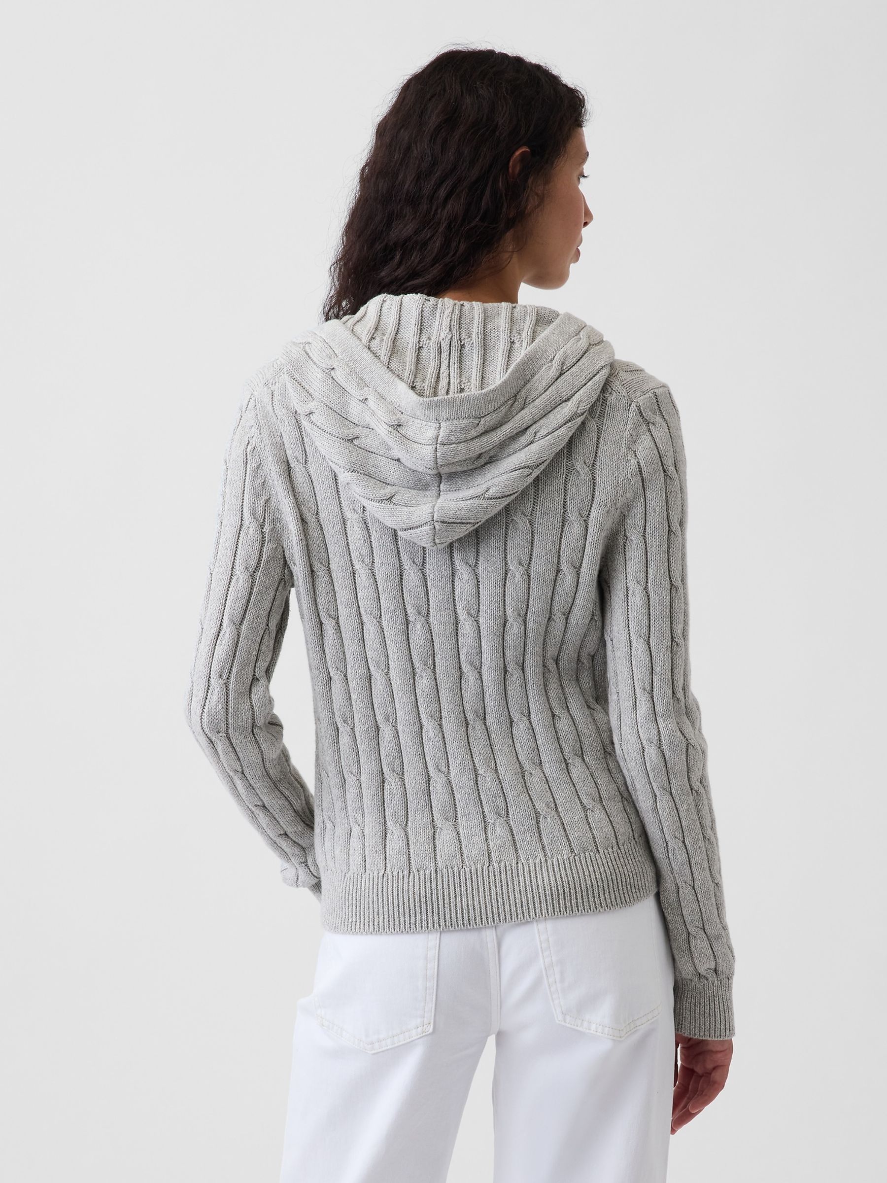 Grey Cable-Knit Zip-Up Cardigan - Image 2 of 4
