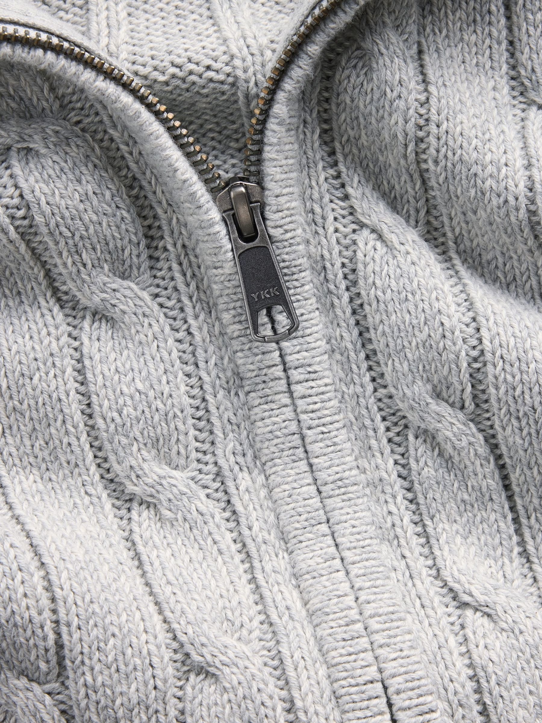 Grey Cable-Knit Zip-Up Cardigan - Image 4 of 4