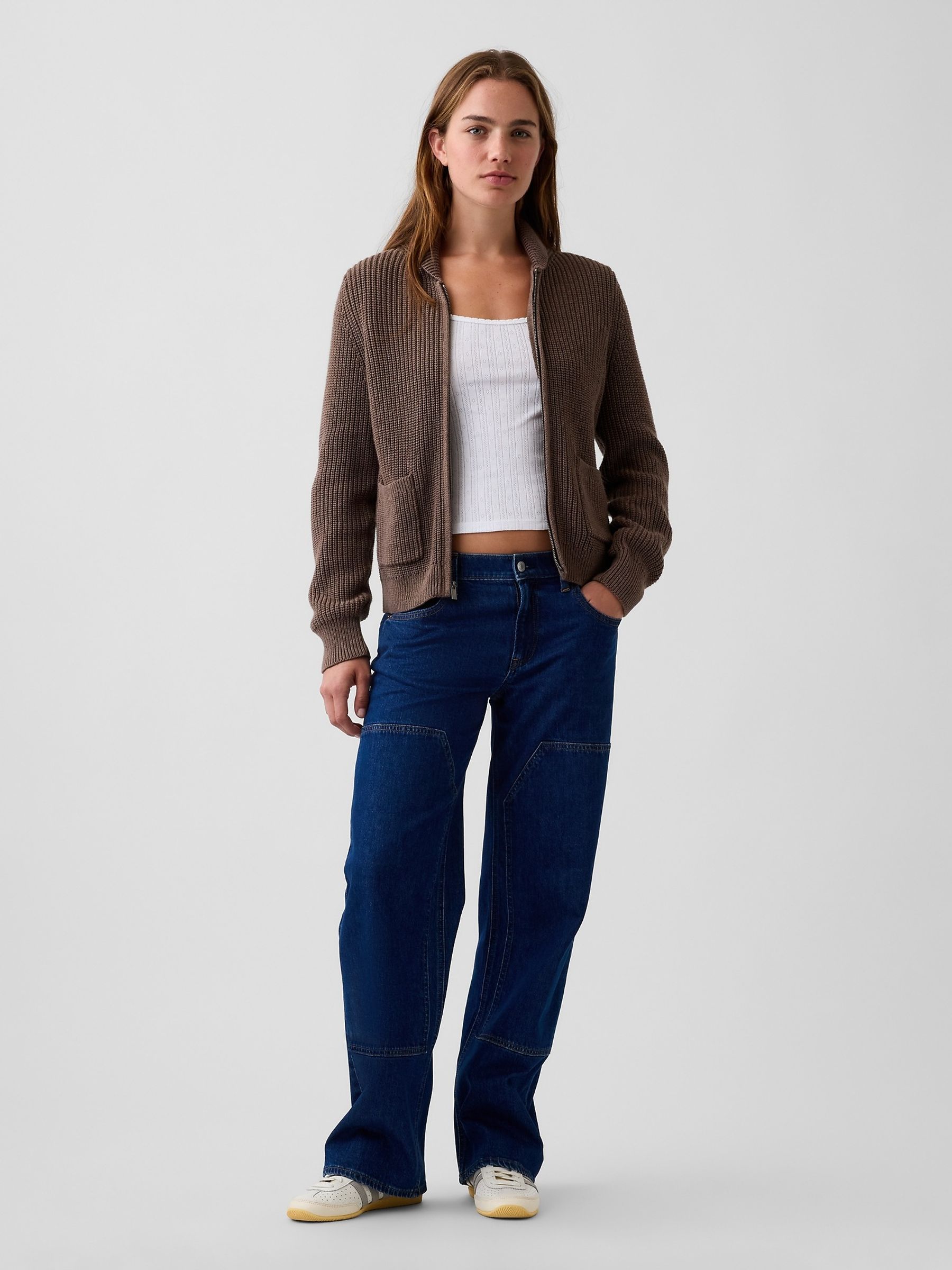 Brown Zip-Up Cardigan - Image 3 of 4