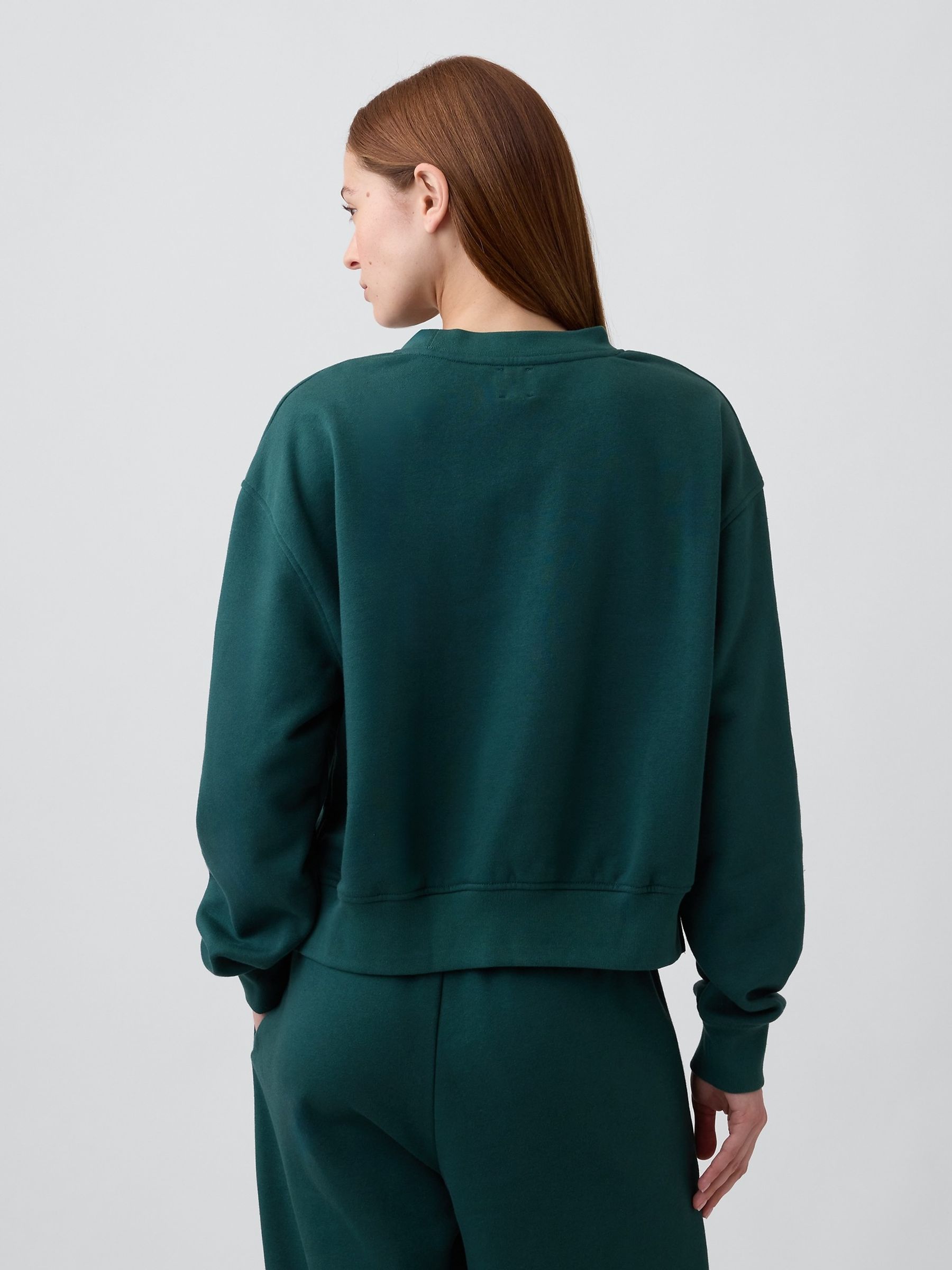 Green Vintage Soft Oversized Split-Hem Sweatshirt - Image 2 of 4