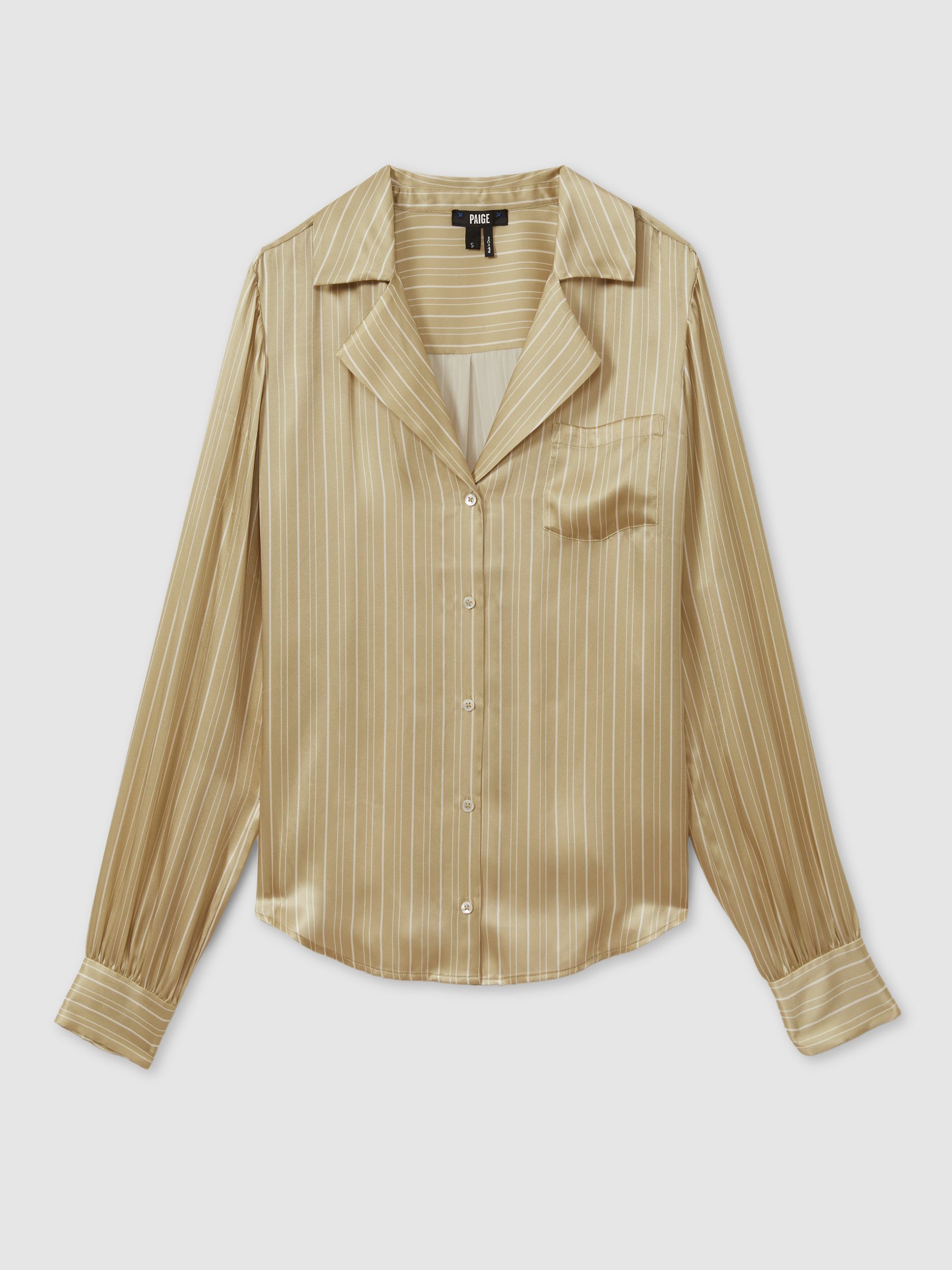 Paige Silk Striped Shirt in Olive - Image 2 of 5