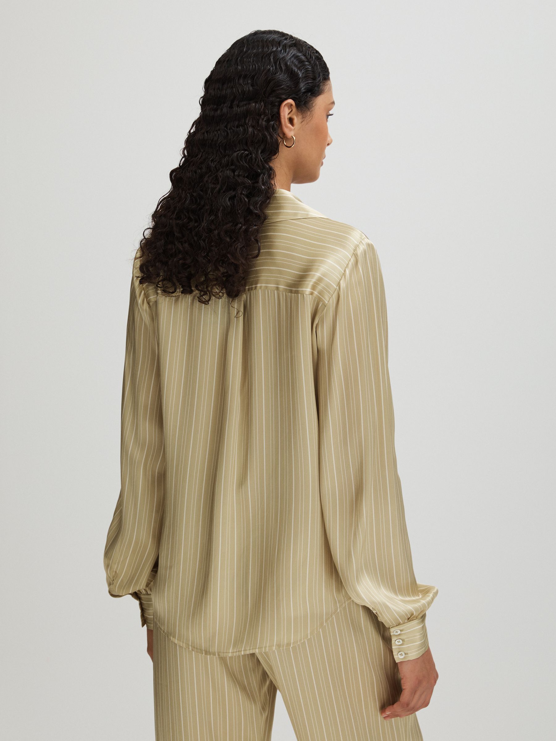 Paige Silk Striped Shirt in Olive - Image 4 of 5