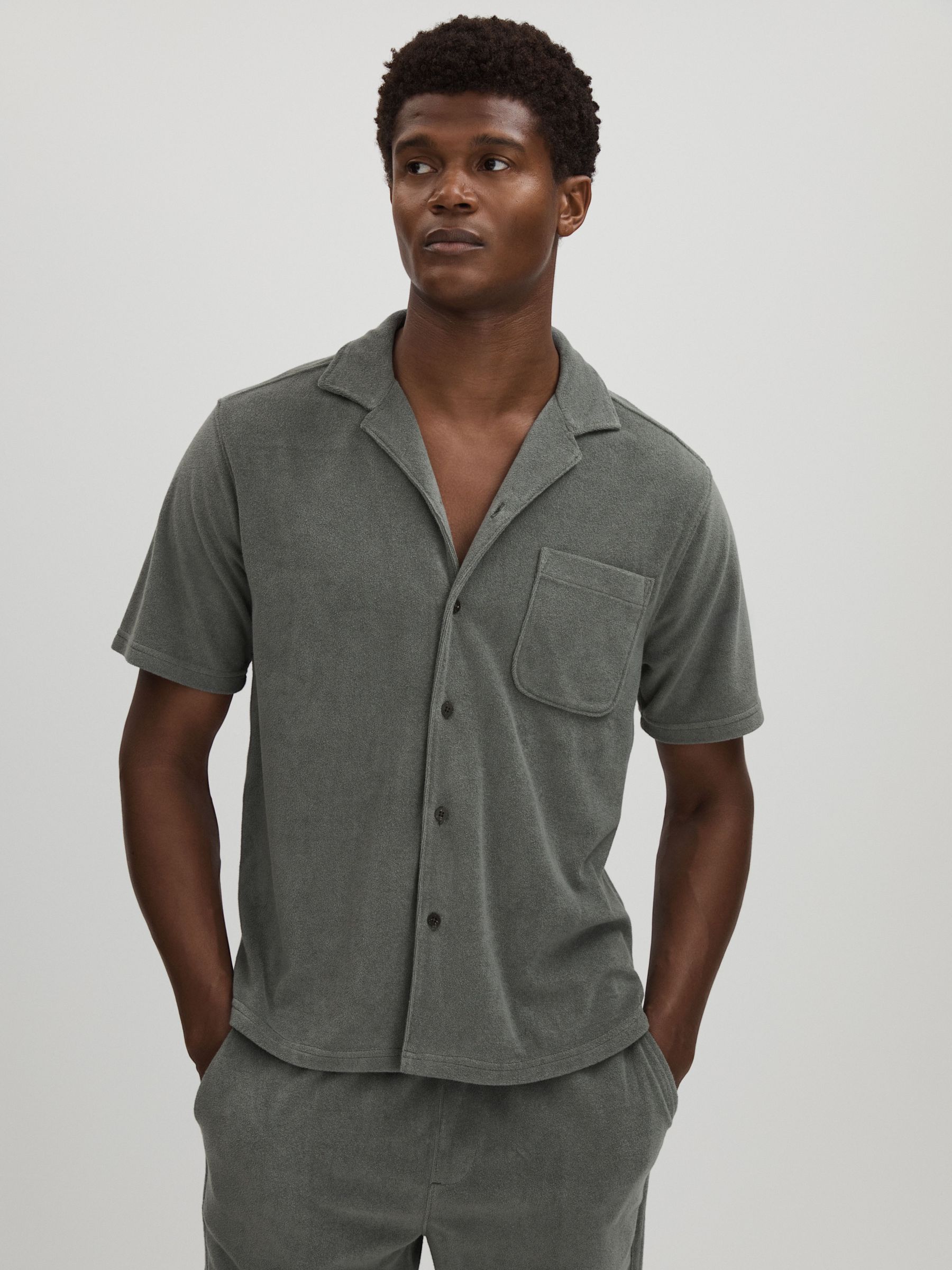 Paige Terry Cuban Collar Shirt in Grey - Image 1 of 6