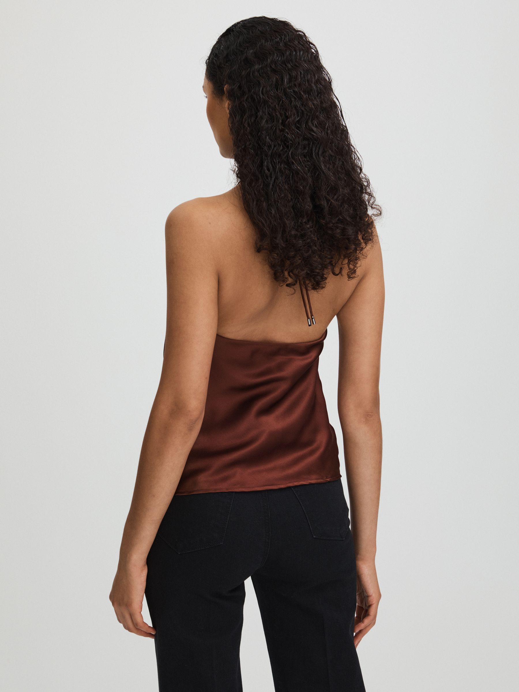 Gisele Brown Paige Silk Satin Halter Neck Brown Top - Image 4 of 5