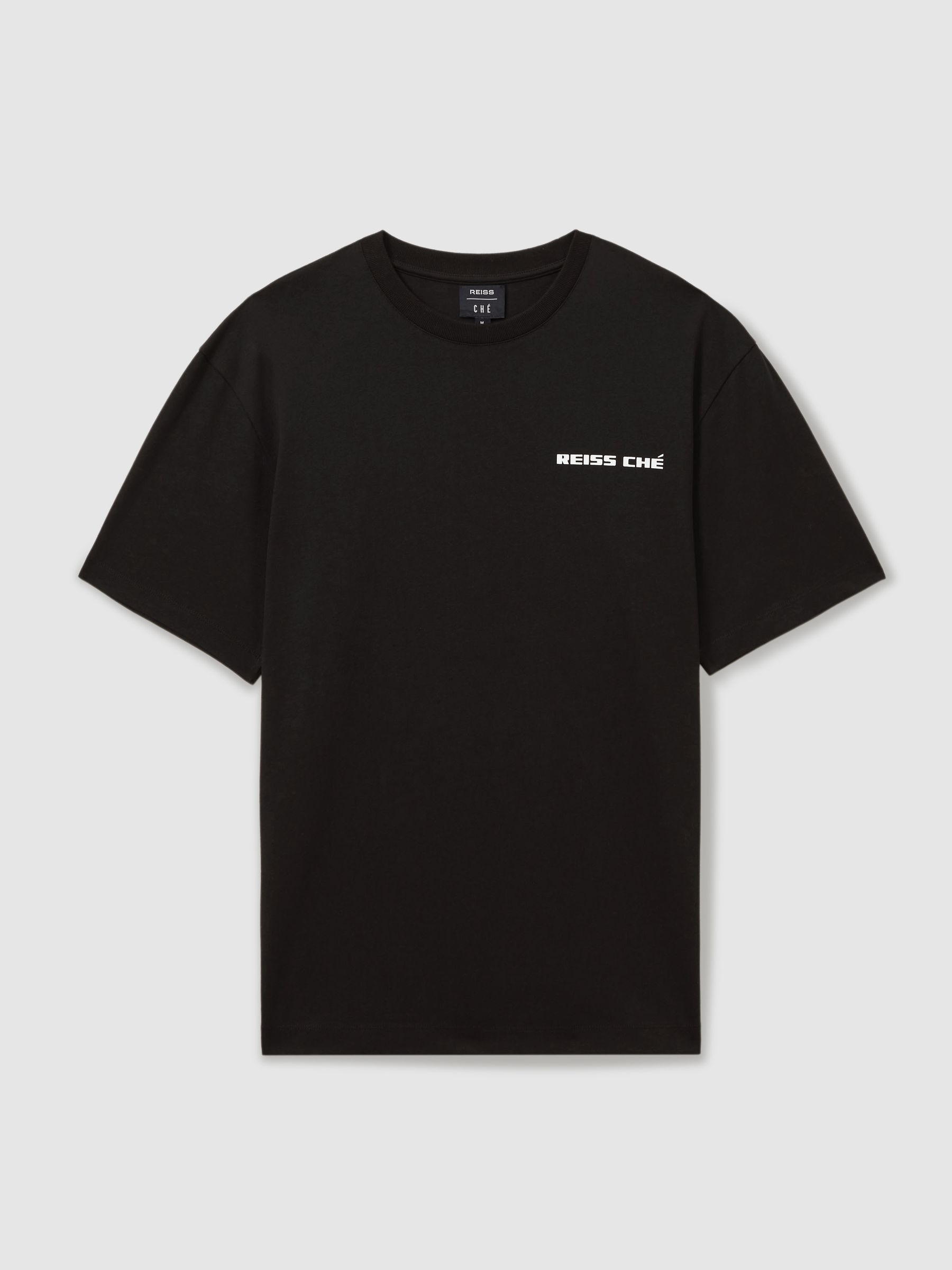 Reiss | Ché Oversized Cotton Aperitif Print T-Shirt in Black - Image 2 of 5