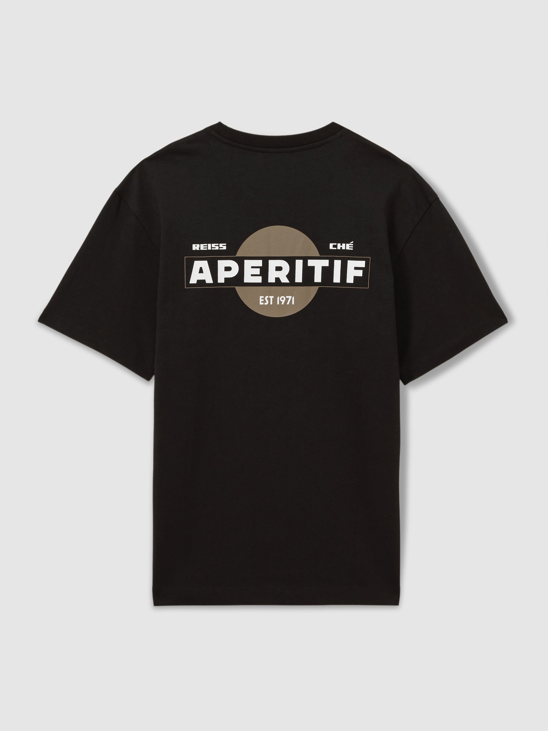 Reiss | Ché Oversized Cotton Aperitif Print T-Shirt in Black - Image 3 of 5