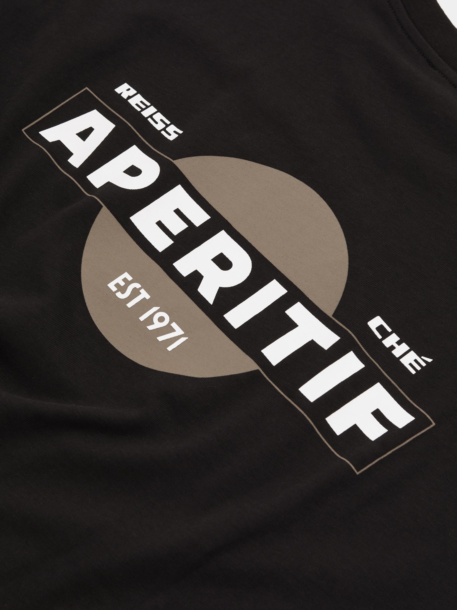 Reiss | Ché Oversized Cotton Aperitif Print T-Shirt in Black - Image 5 of 5
