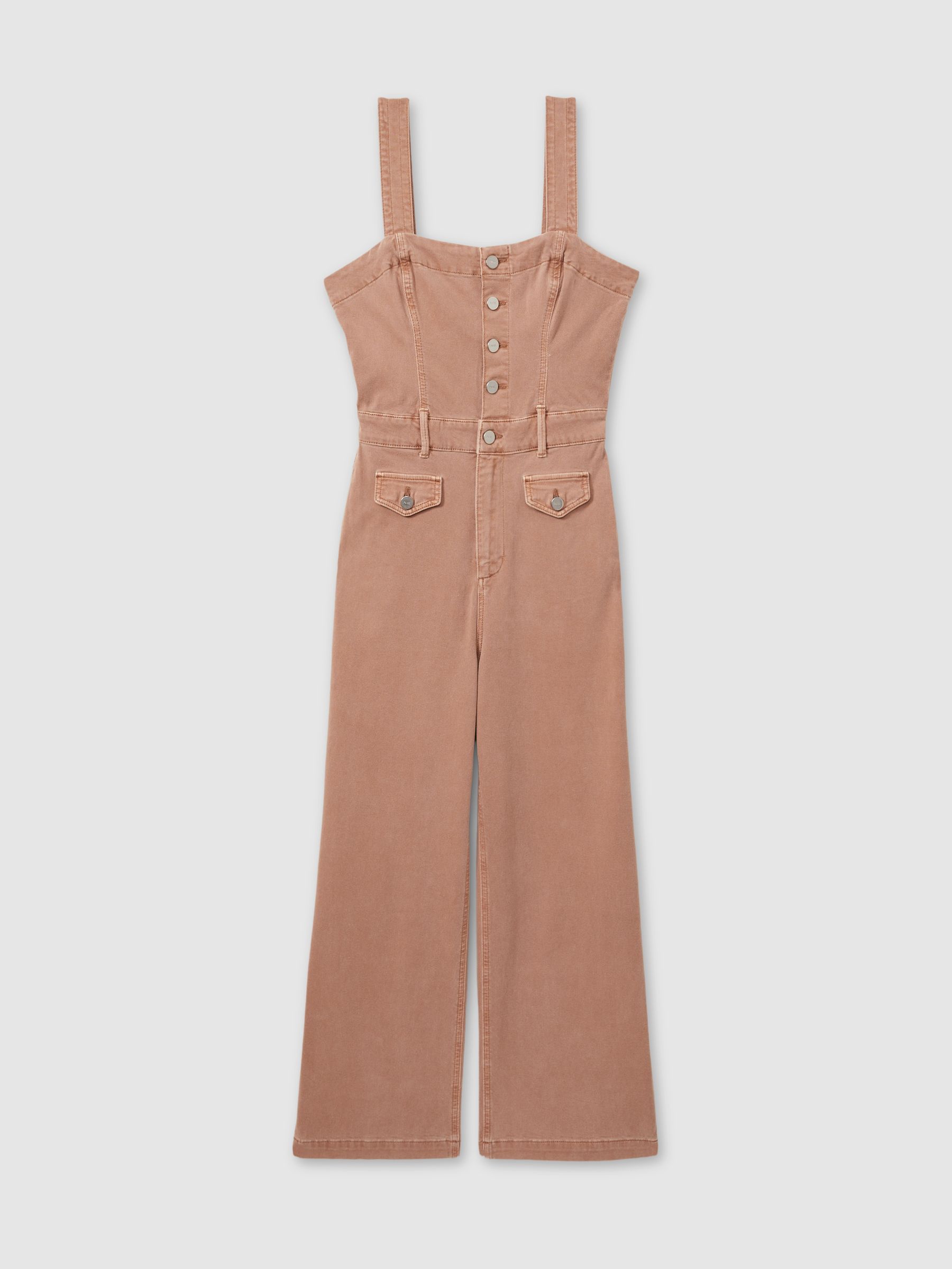 Anessa Rose Paige Rose Cropped Denim Wide Leg Jumpsuit - Image 2 of 5