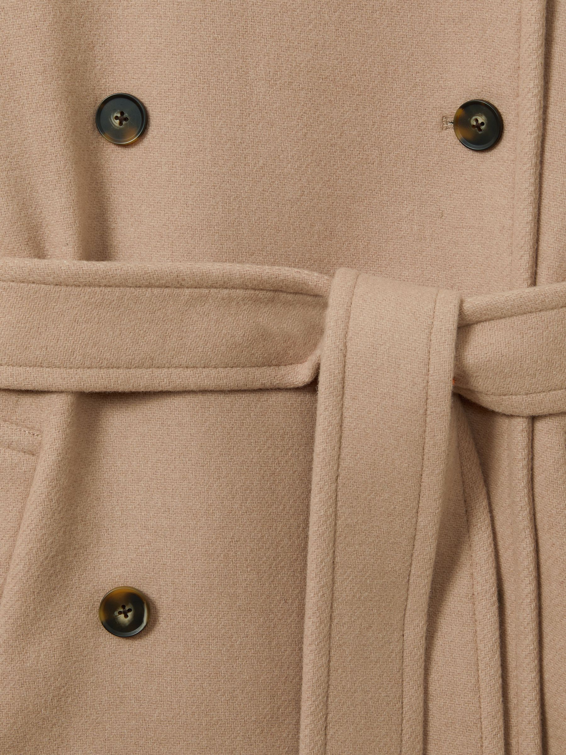 Petite Wool Blend Double Breasted Funnel Neck Coat in Neutral - Image 6 of 7