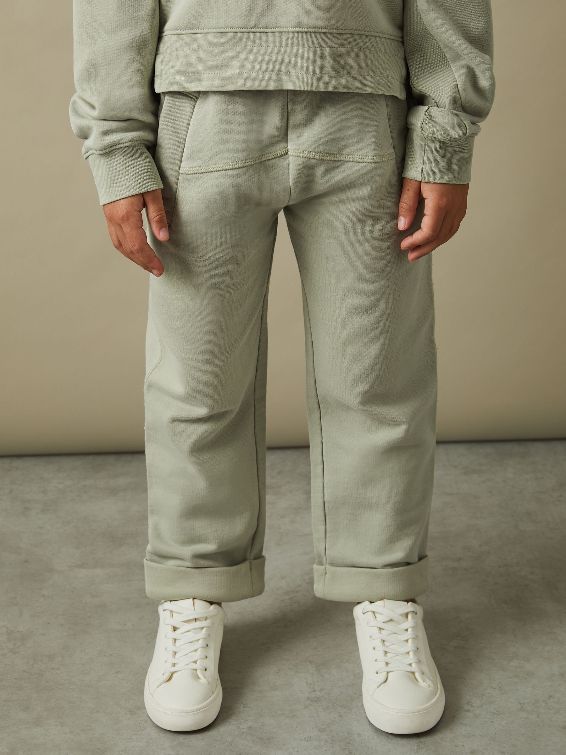 4-9 yrs Garment Dyed Cotton Joggers in Sage - Image 3 of 4