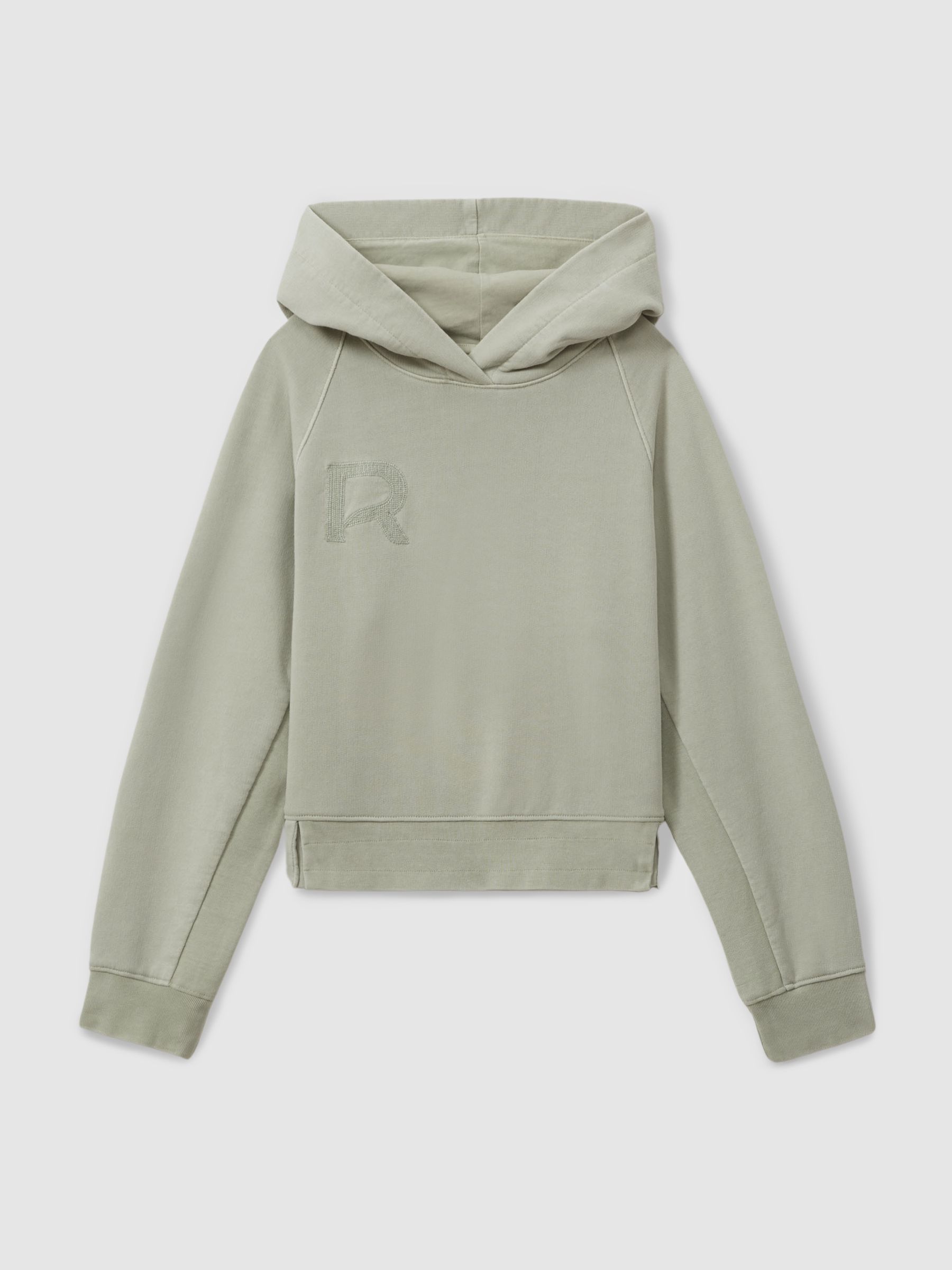 4-9 yrs Garment Dyed Cotton Hoodie in Sage - Image 2 of 4