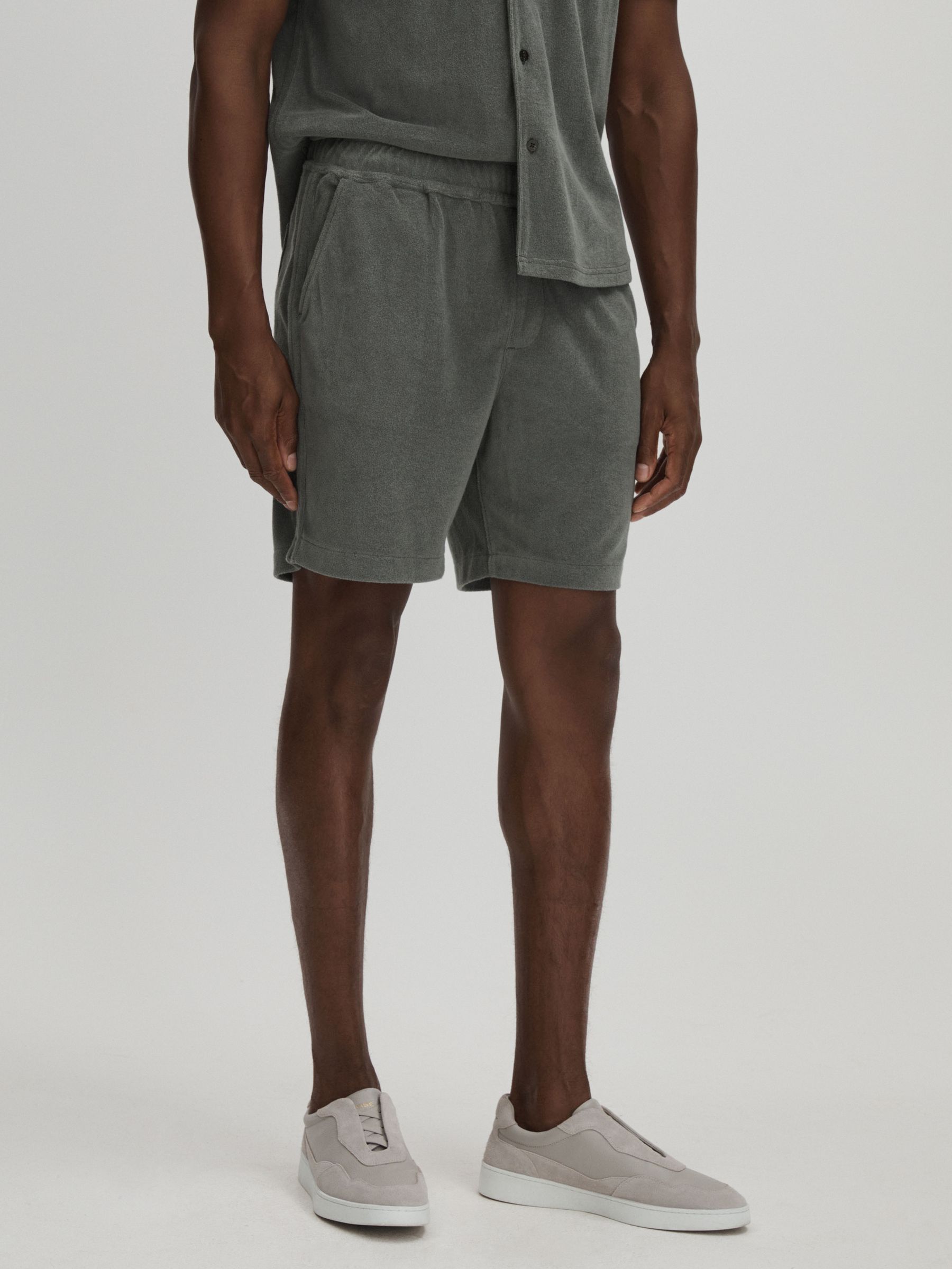 Terry Drawstring Shorts in Grey - image 3
