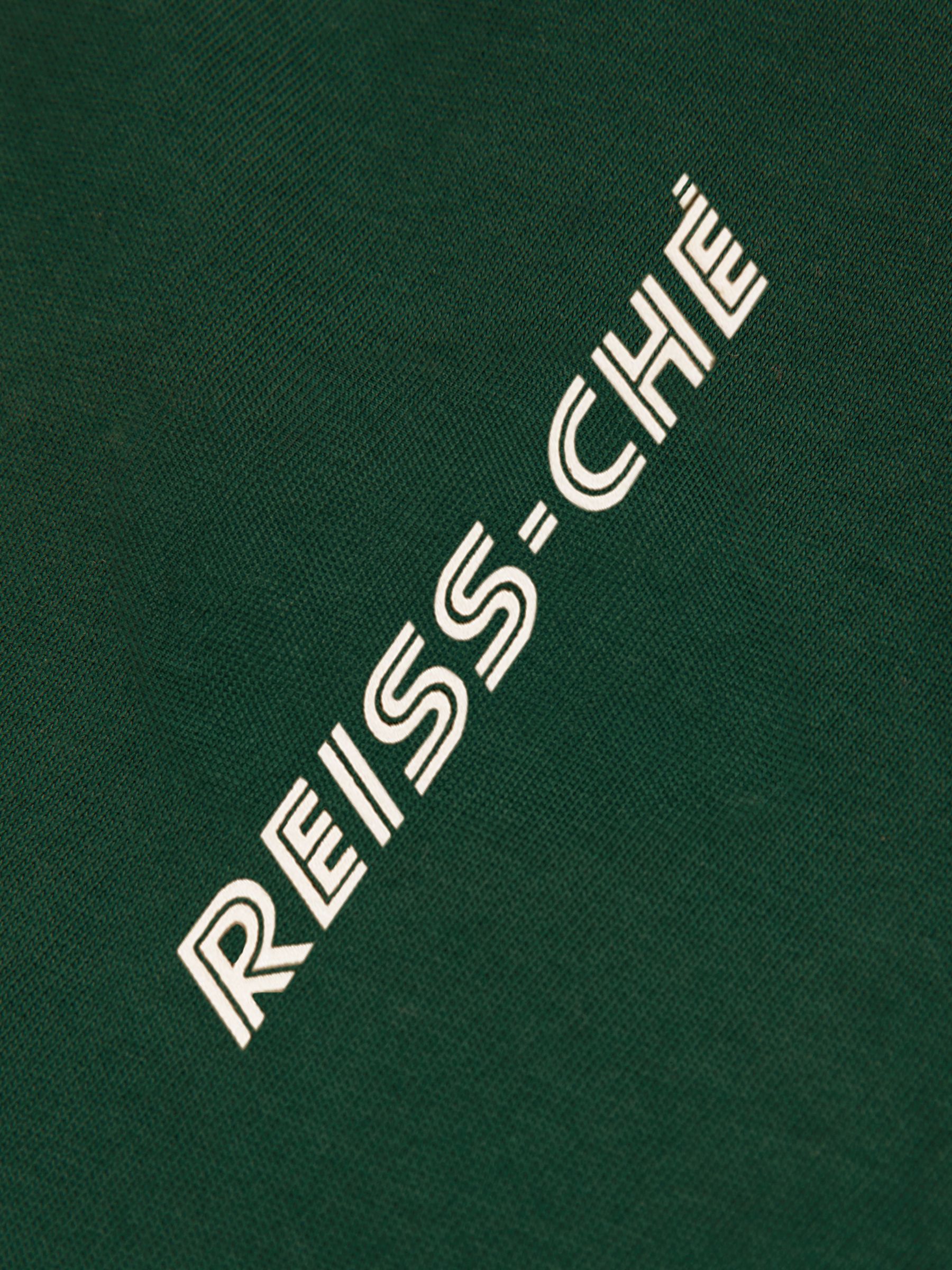 Captain Dark Green/White Reiss Ché Oversized Cotton Airline Print T-Shirt - Image 6 of 6