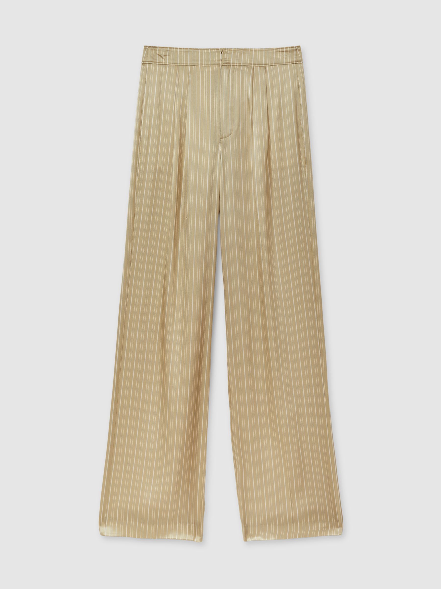 Garrett Olive Paige Silk Striped Wide Leg Trousers - Image 2 of 5