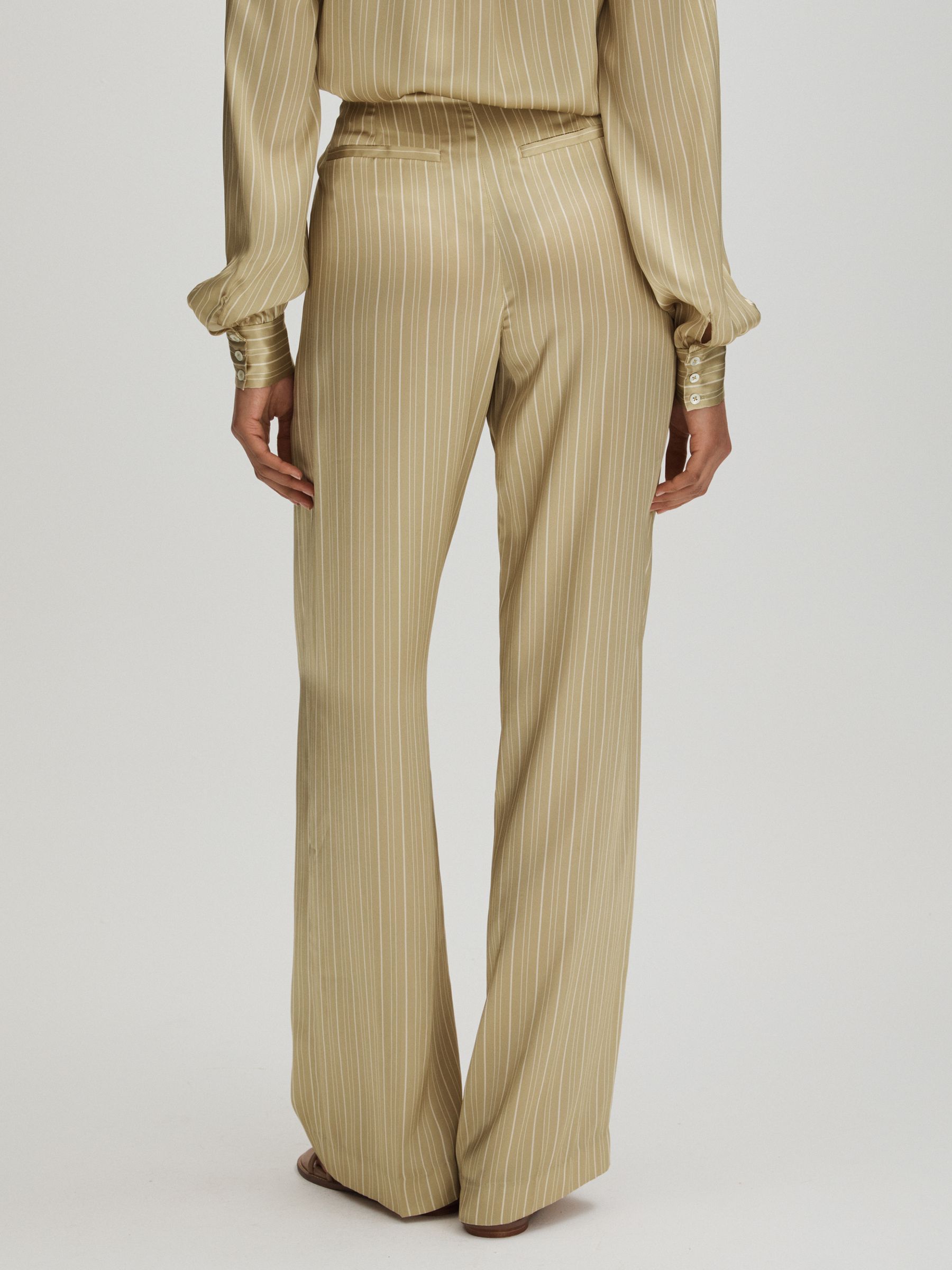 Garrett Olive Paige Silk Striped Wide Leg Trousers - Image 4 of 5