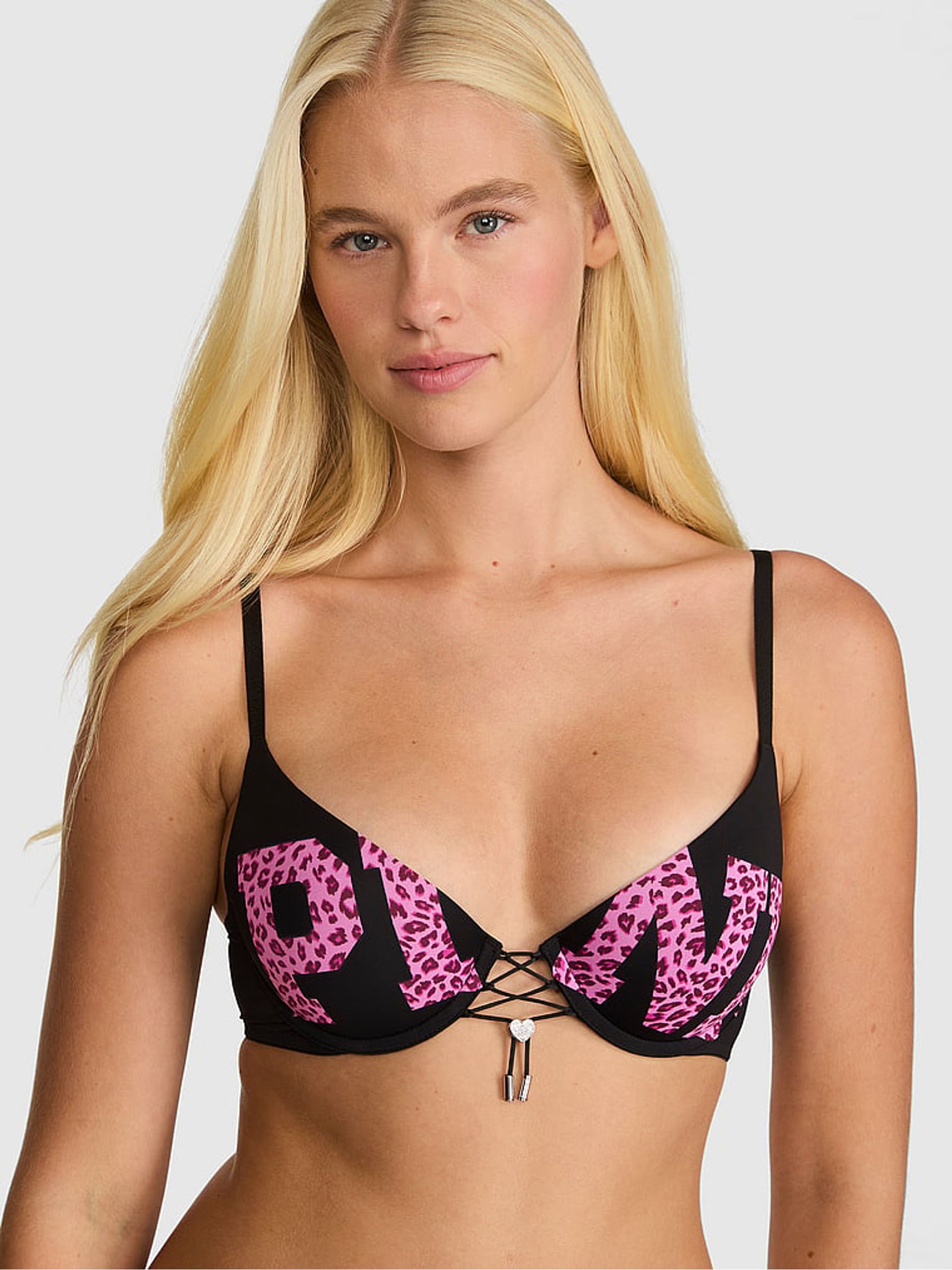 Black Logo Adjustable Cleavage Bra - Image 2 of 3 Black Logo Adjustable Cleavage Bra - Image 2 of 3