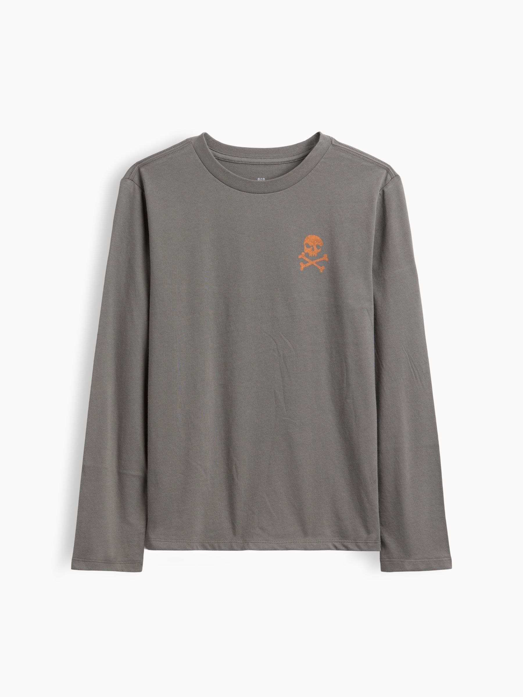 Grey Crossbones Graphic Long Sleeve T-Shirt - Image 2 of 3 Grey Crossbones Graphic Long Sleeve T-Shirt - Image 2 of 3