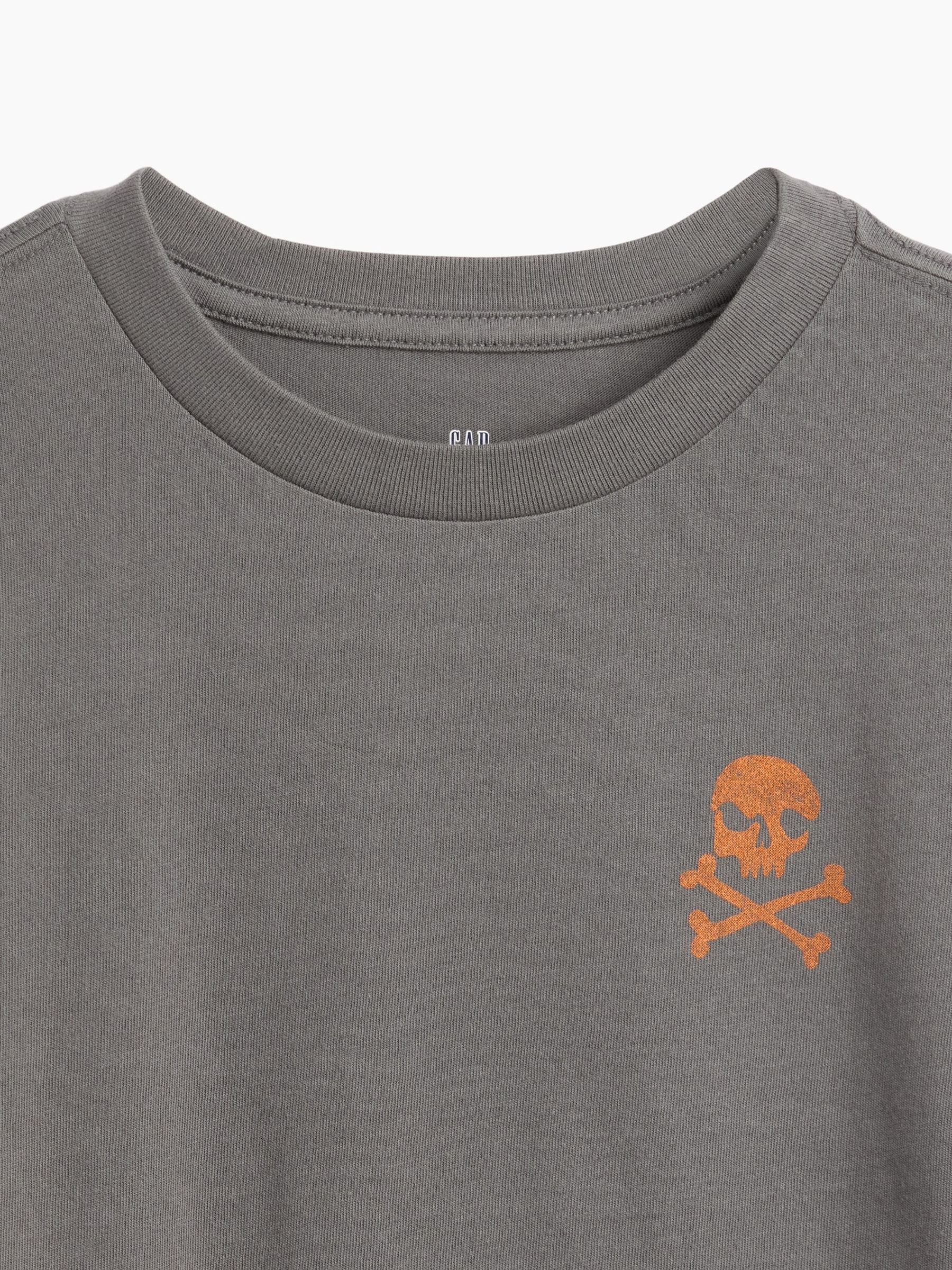 Grey Crossbones Graphic Long Sleeve T-Shirt - Image 3 of 3