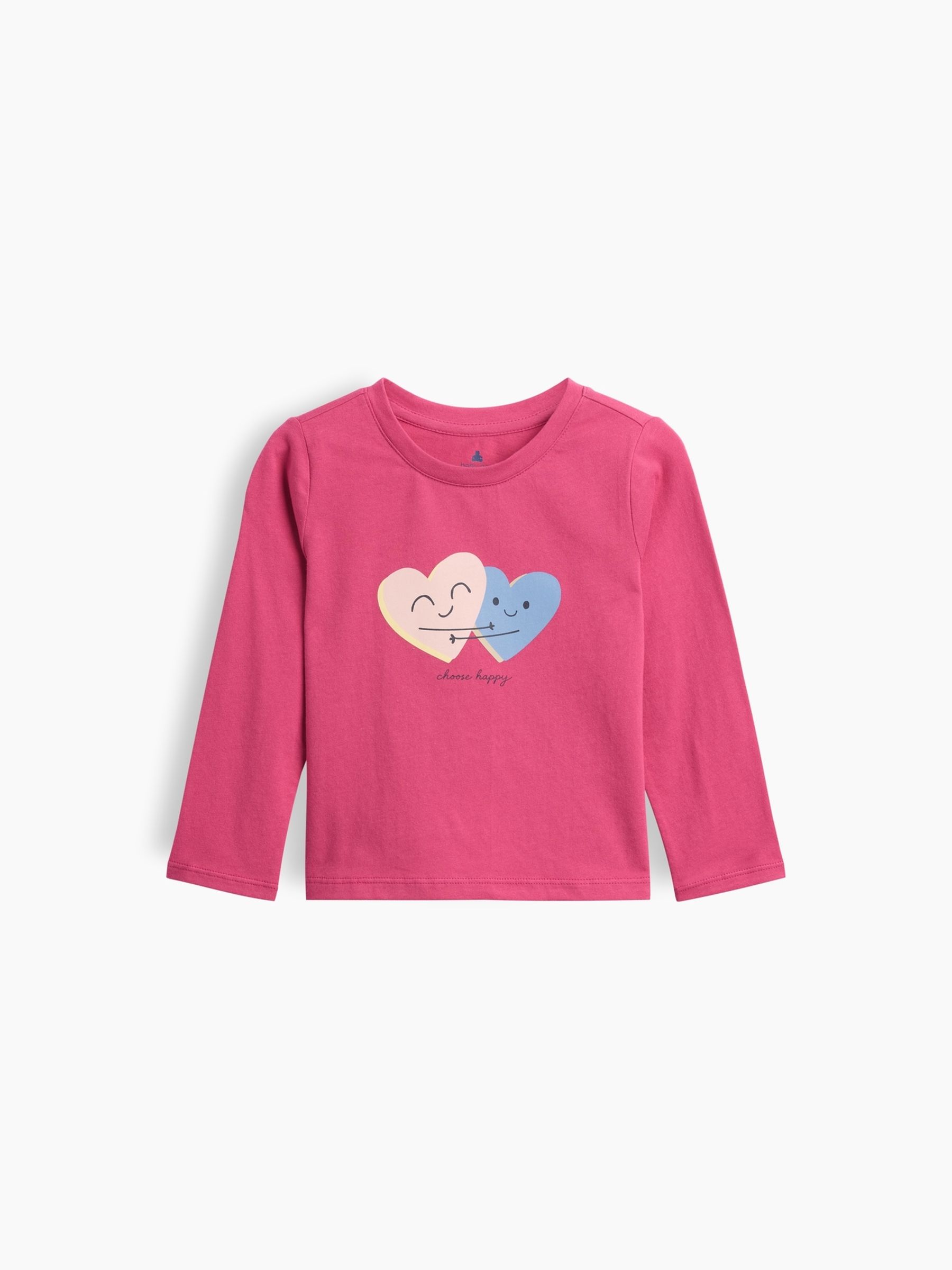Pink Hearts Graphic Long Sleeve T-Shirt - Image 1 of 2