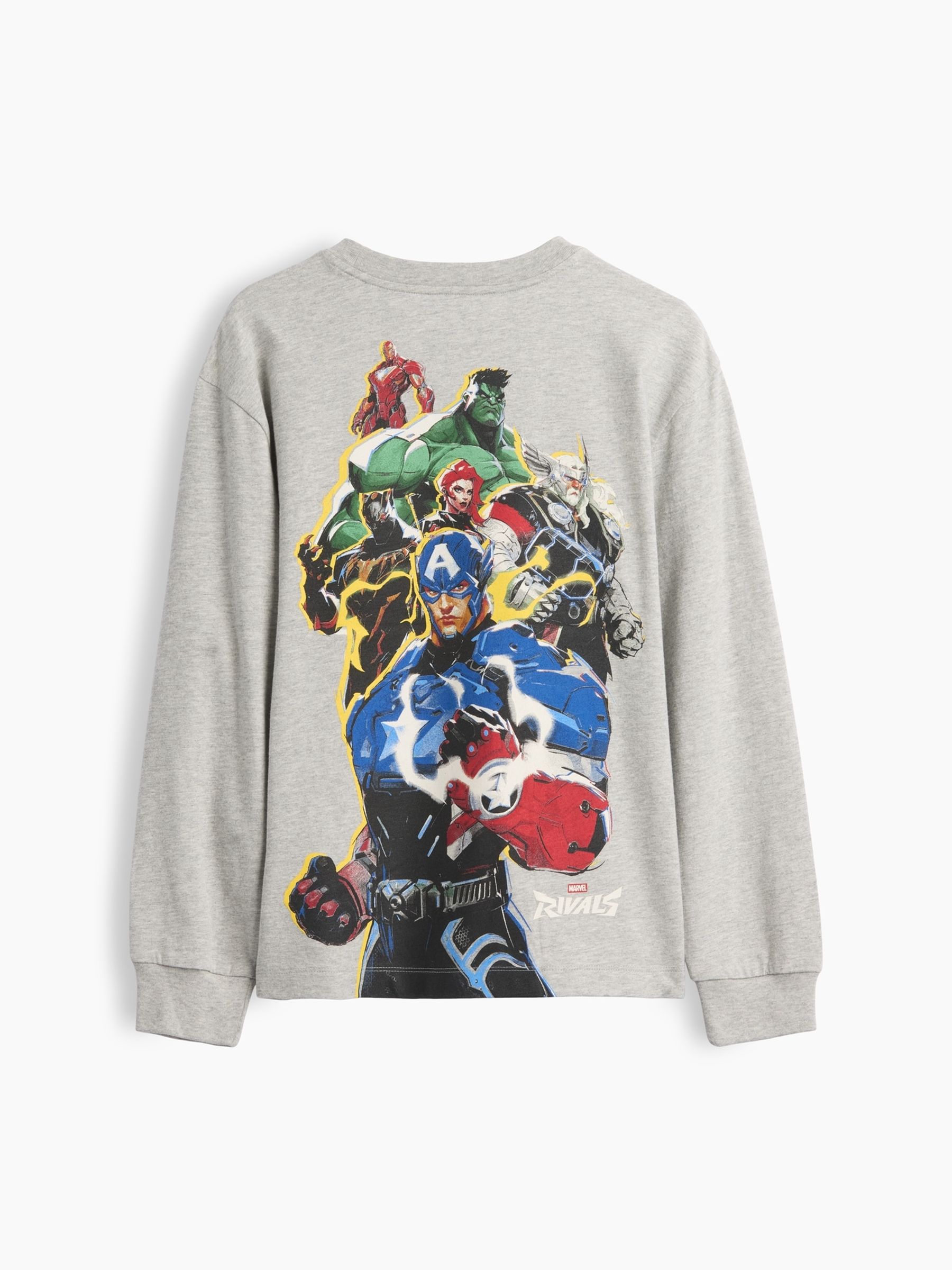 Grey Marvel Relaxed Graphic Long Sleeve T-Shirt - Image 2 of 3 Grey Marvel Relaxed Graphic Long Sleeve T-Shirt - Image 2 of 3