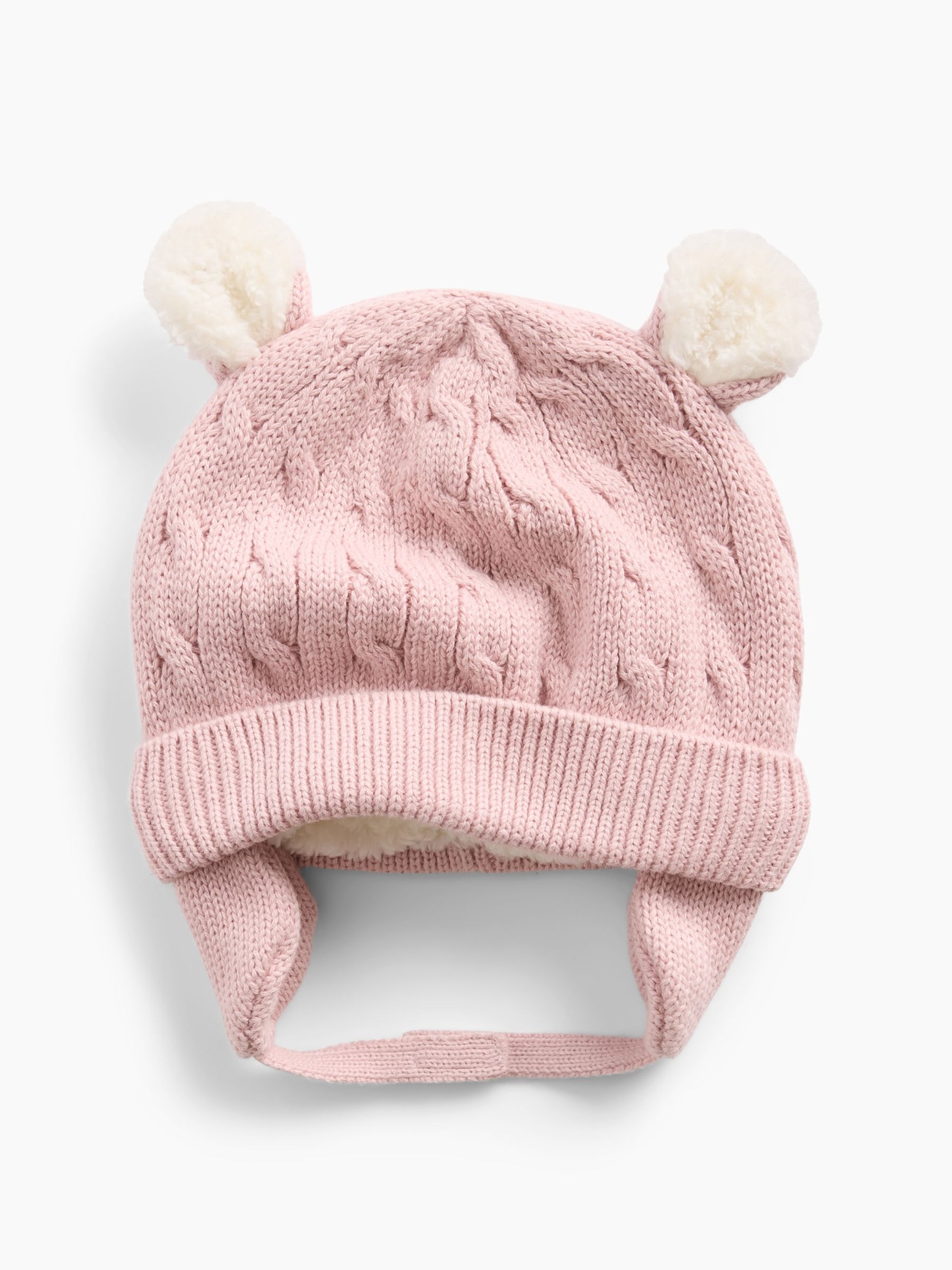 Pink Sherpa-Lined Cable-Knit Bear Beanie - Image 1 of 2