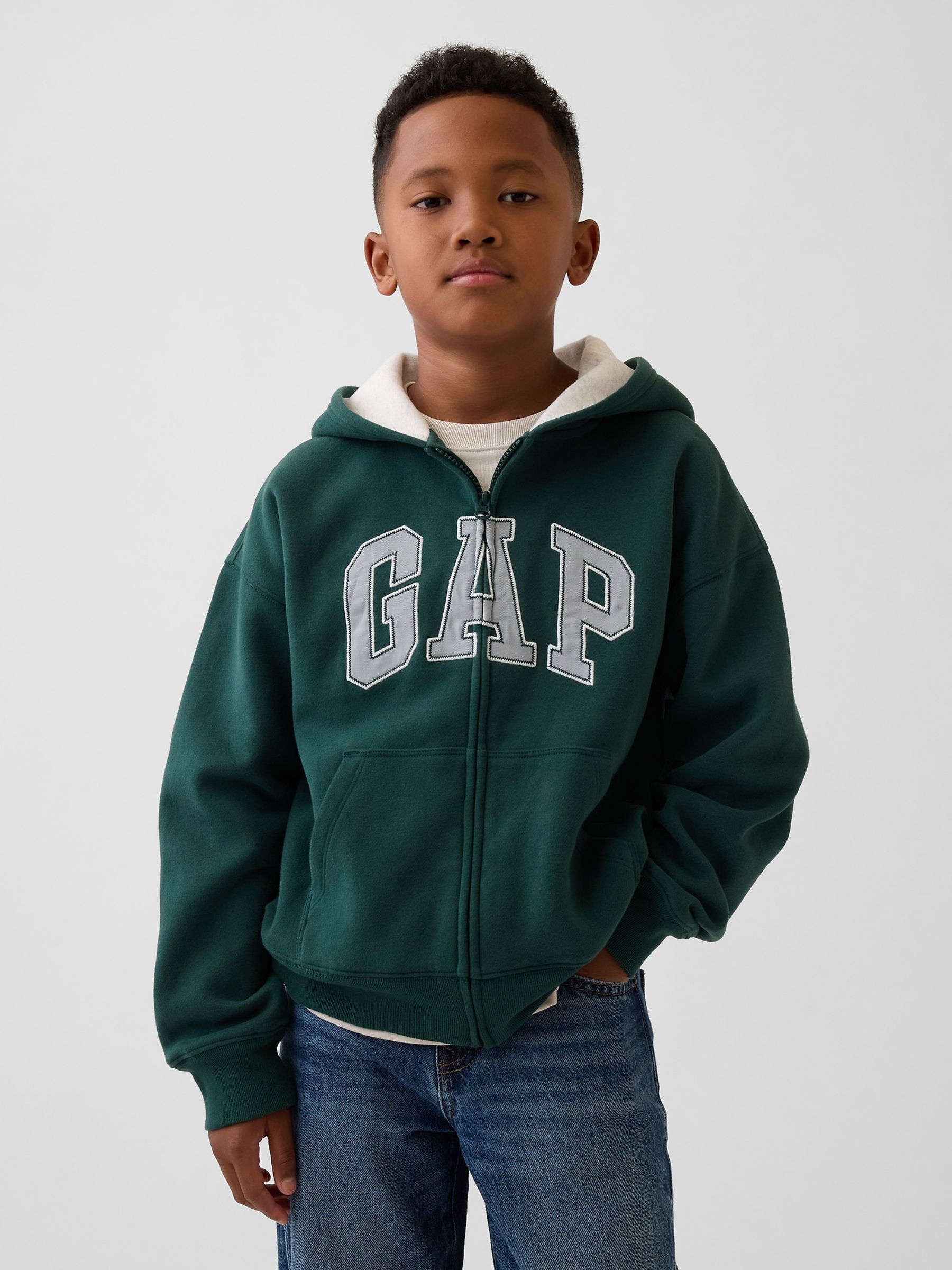 Green Vintage Soft Logo Zip-Up Hoodie - Image 1 of 3