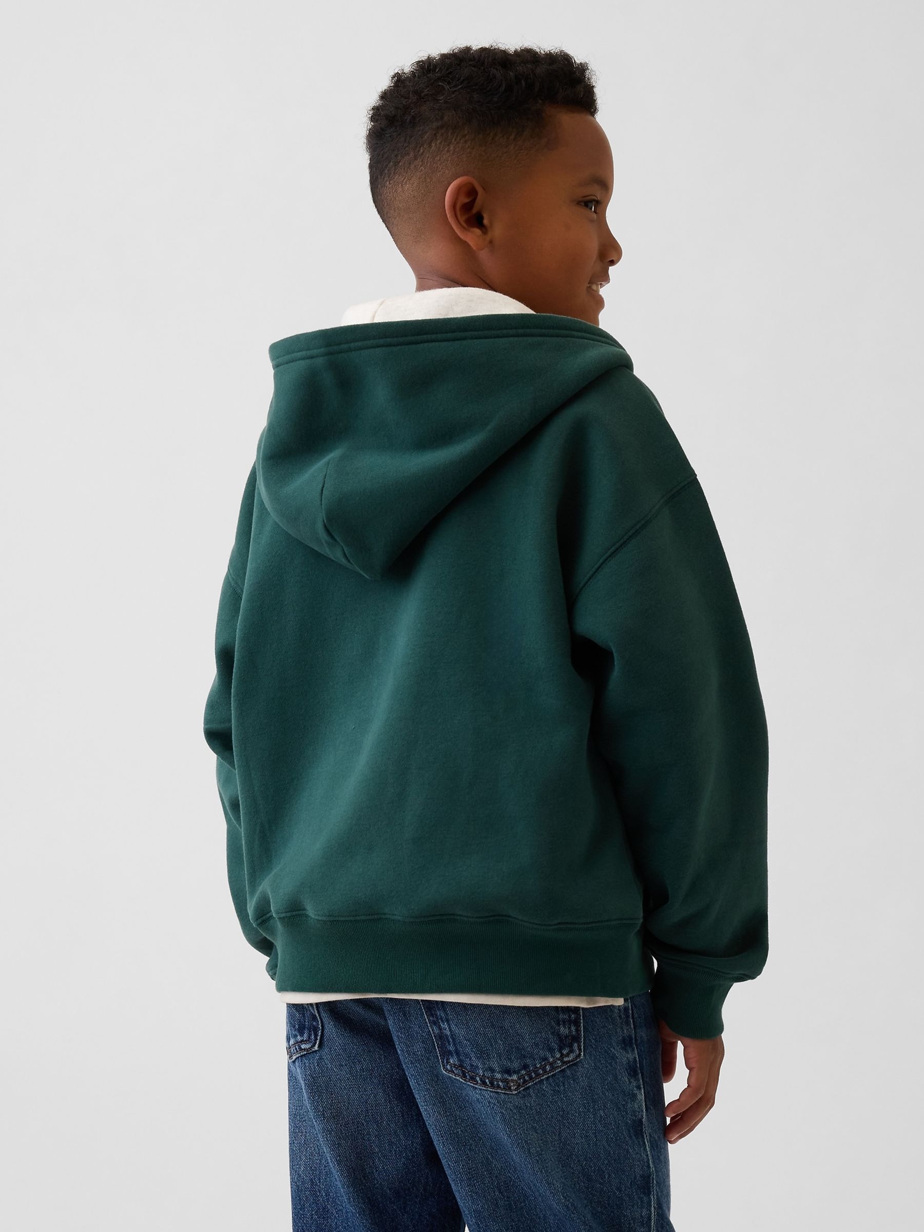 Green Vintage Soft Logo Zip-Up Hoodie - Image 2 of 3 Green Vintage Soft Logo Zip-Up Hoodie - Image 2 of 3