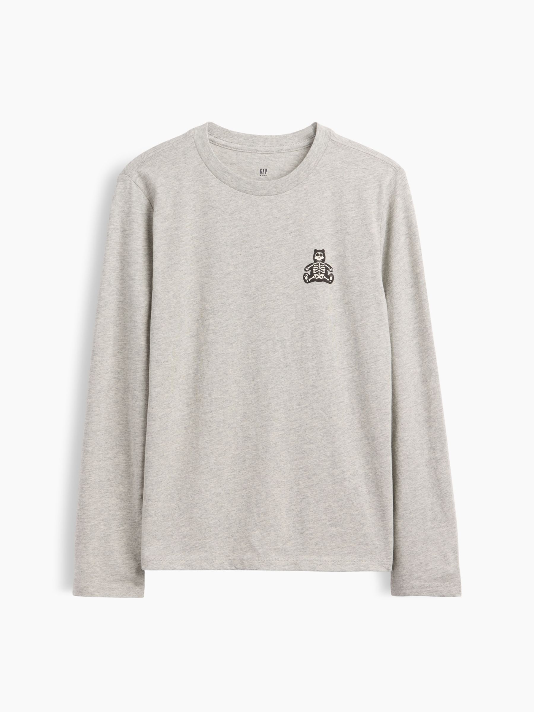 Grey Skeleton Graphic Long Sleeve T-Shirt - Image 1 of 3