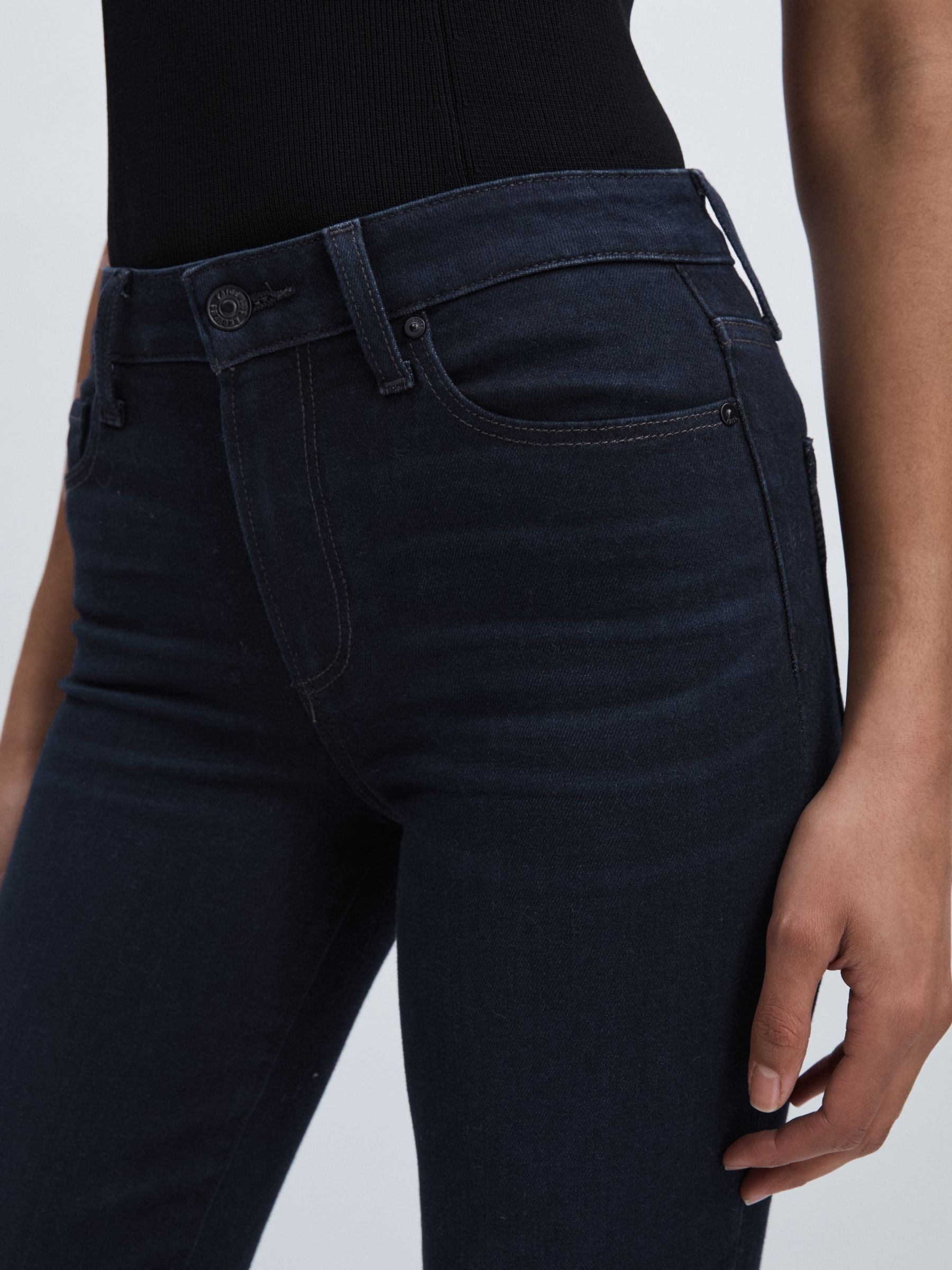 Paige High Rise Straight Leg Jeans in Duchess Blue - Image 4 of 6