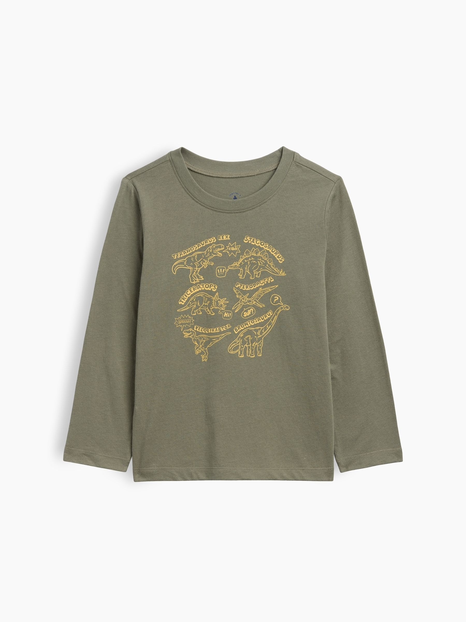 Khaki Green Dinosaur Graphic Long Sleeve T-Shirt | Gap