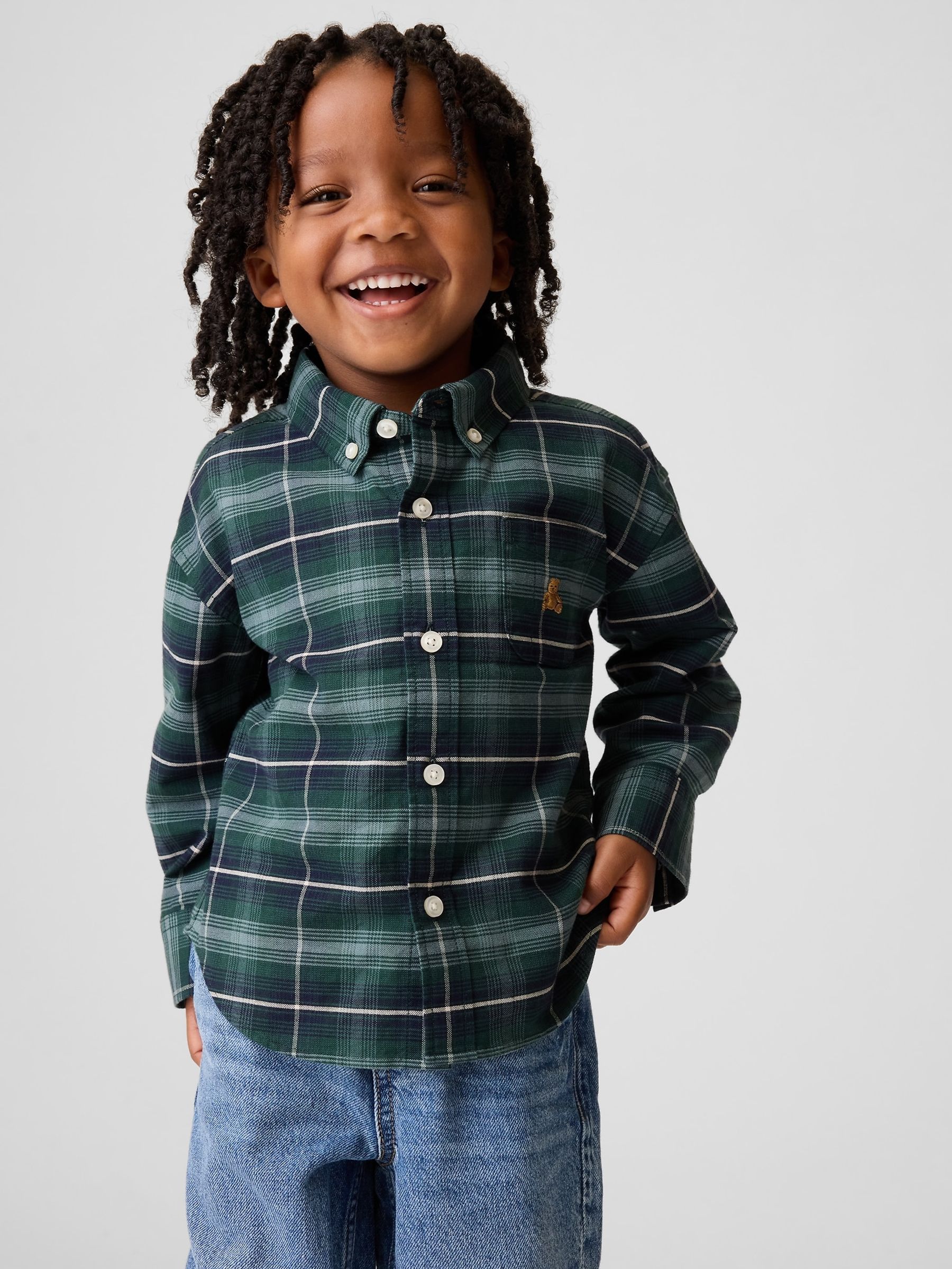 Green Baby and Toddler Print Oxford Big Shirt - Image 1 of 3