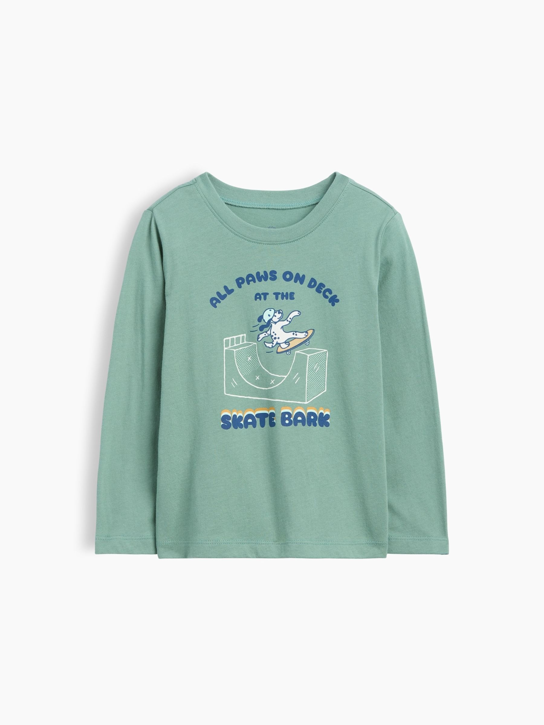 Green Skater Dog Graphic Long Sleeve T-Shirt - Image 1 of 3