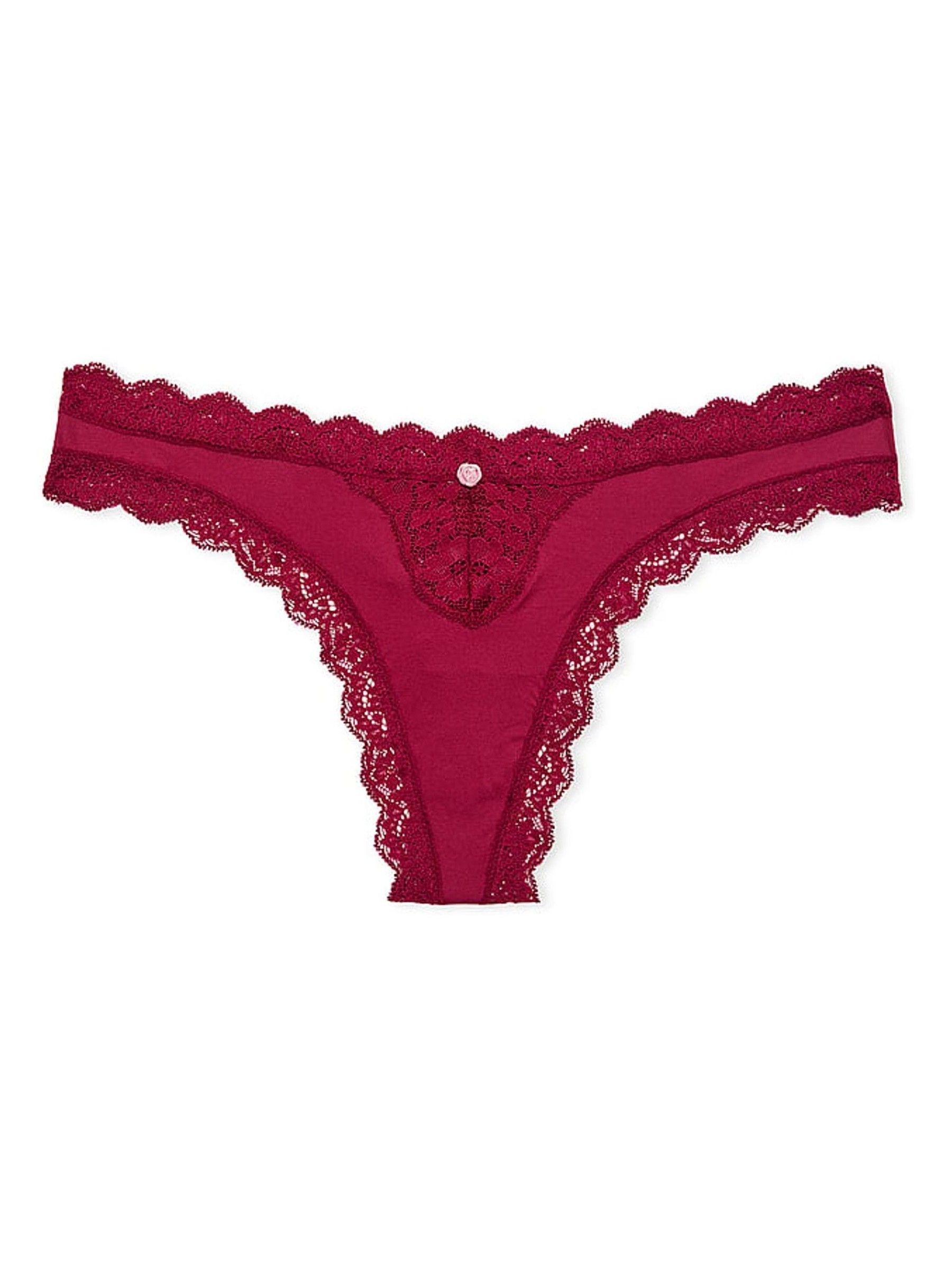 Campari Red Lace Trim Thong Knickers - Image 3 of 3
