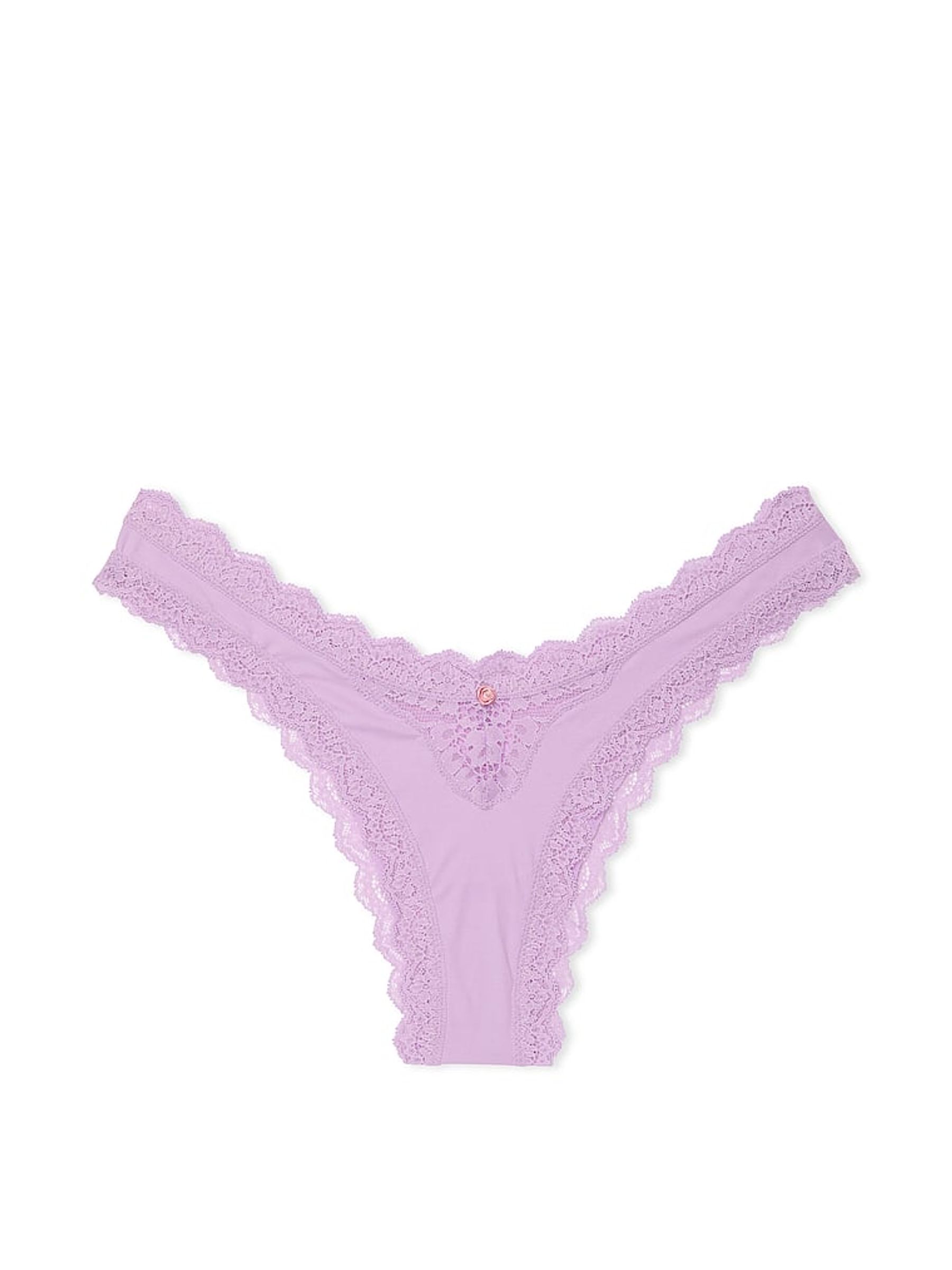 Silky Lilac Purple Lace Trim Brazilian Knickers - Image 3 of 3