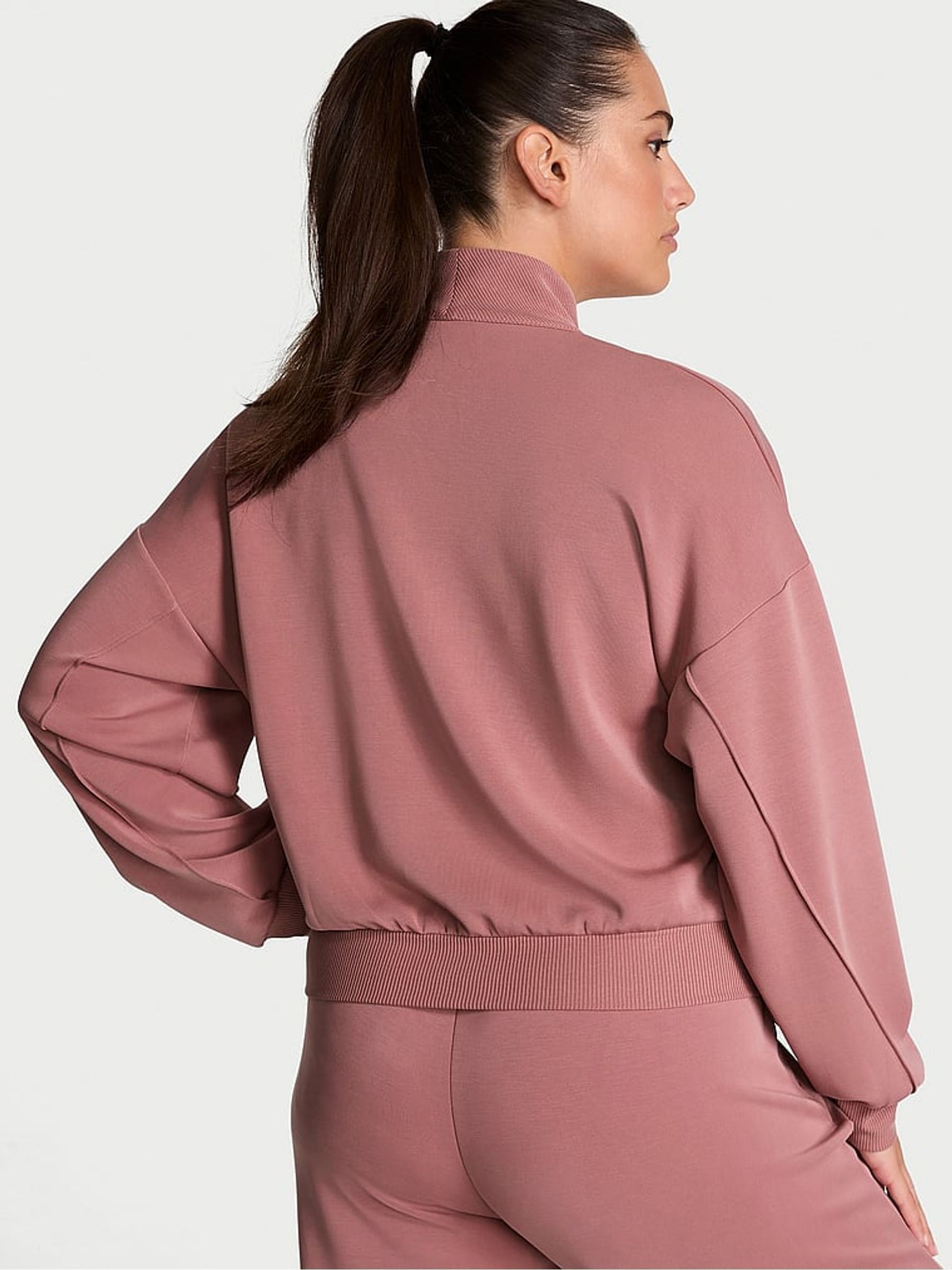 Vintage Rose Pink Featherweight Knit Full Zip Jacket - Image 2 of 4