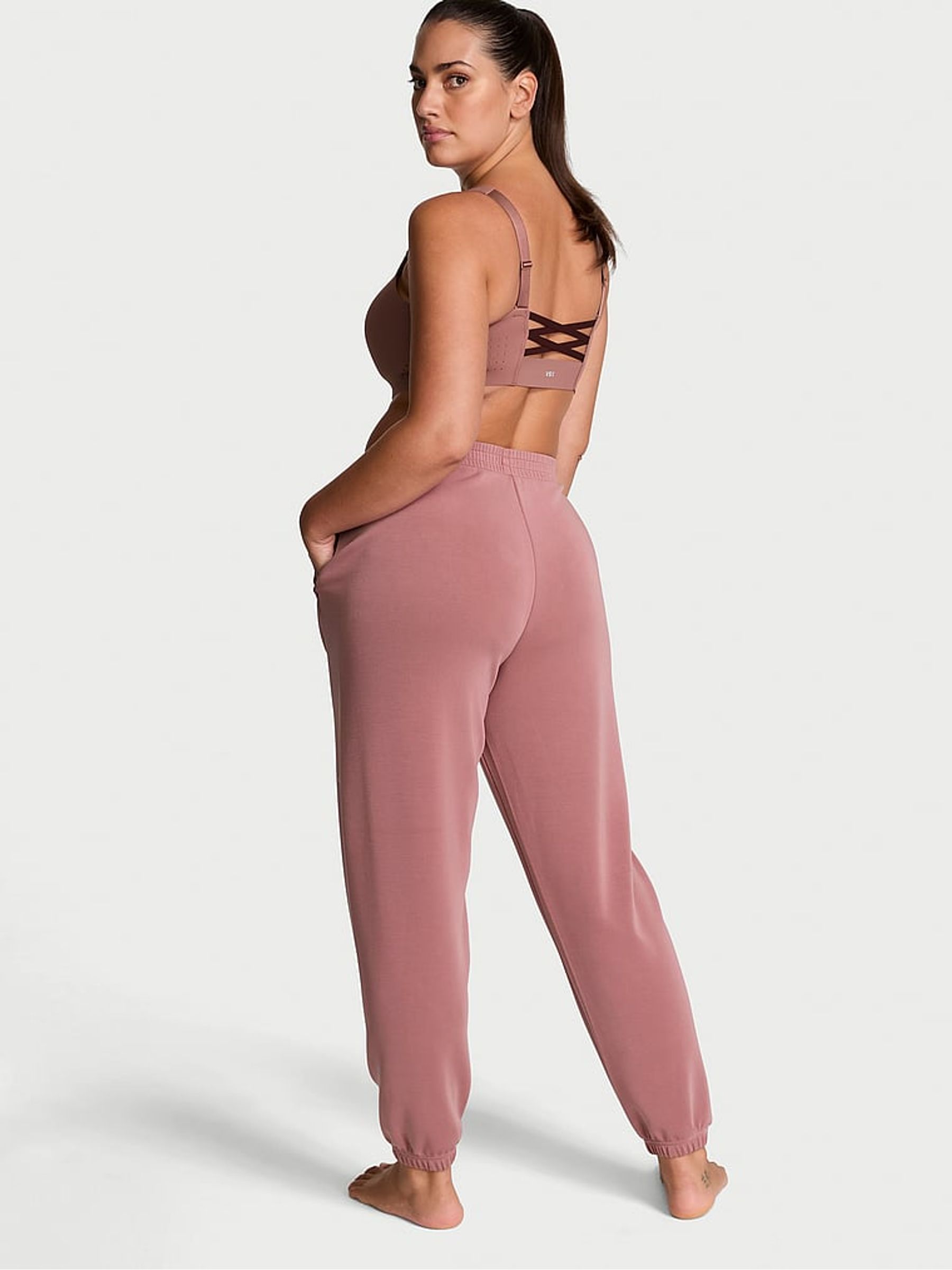 Vintage Rose Pink Cuffed Featherweight Knit Joggers - Image 2 of 4