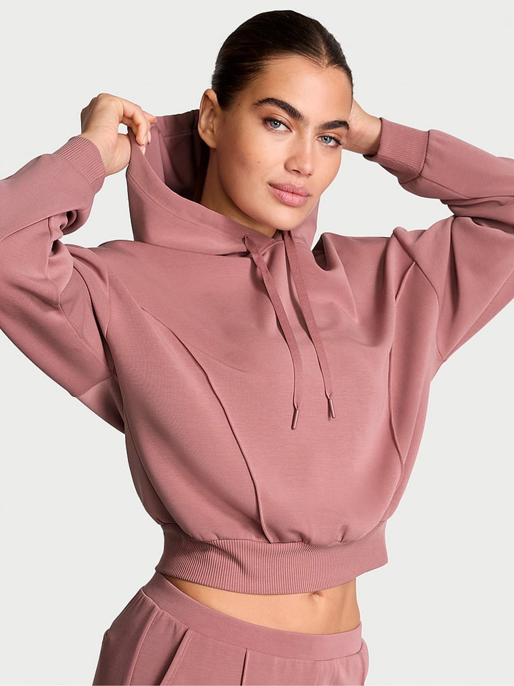 Vintage Rose Pink Featherweight Knit Hoodie - Image 1 of 4