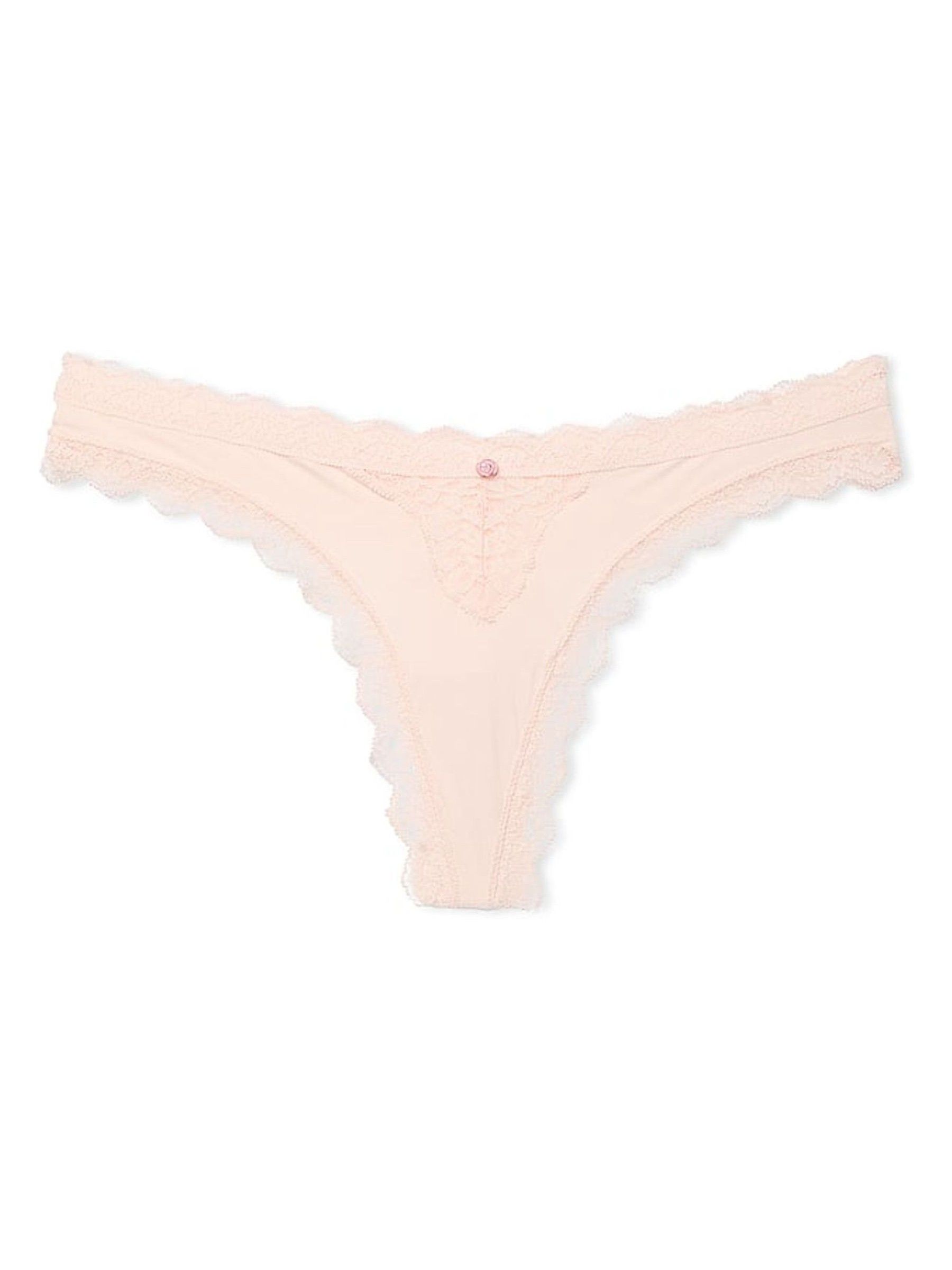 Purest Pink Lace Trim Thong Knickers - Image 3 of 3
