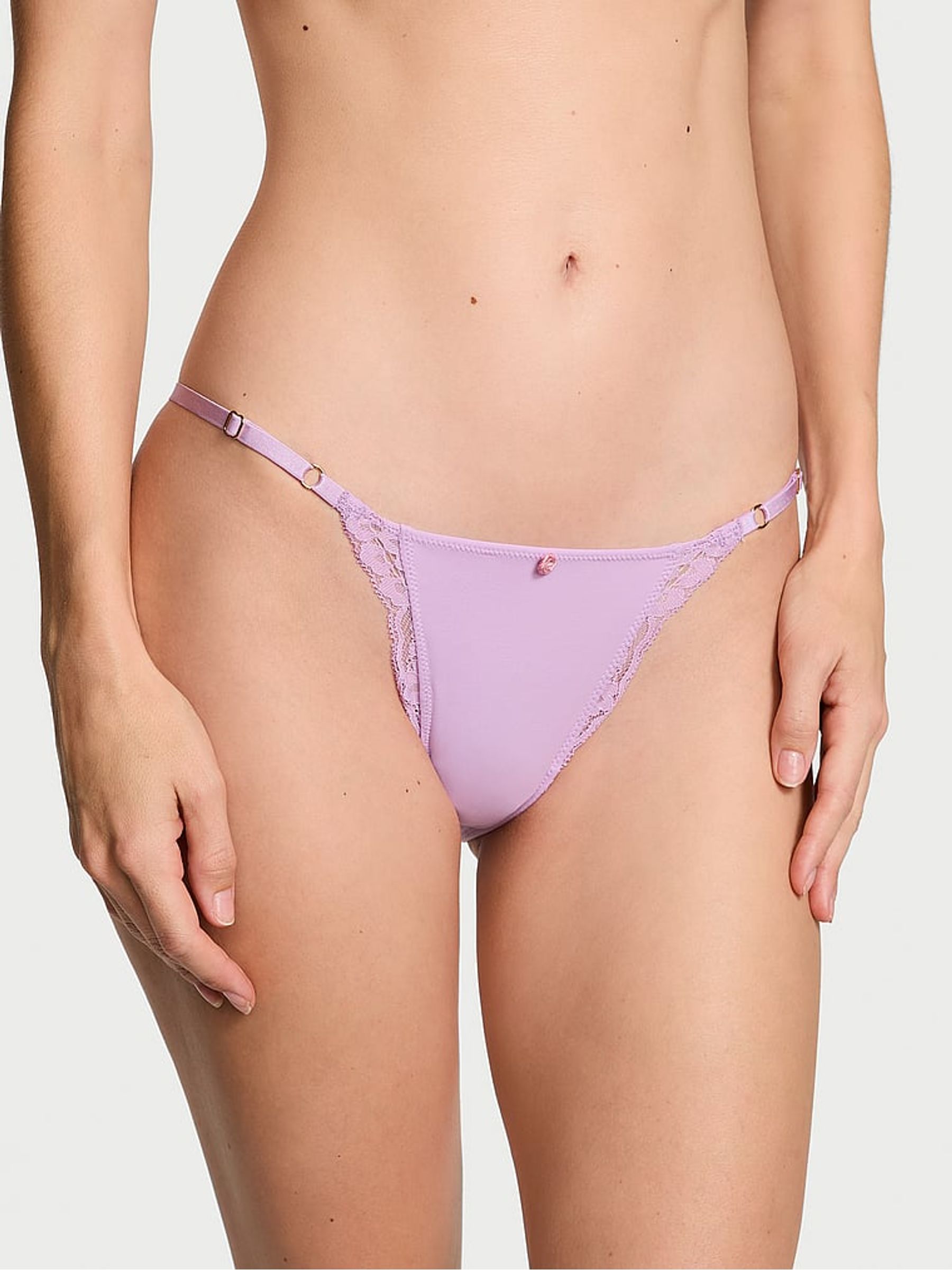 Silky Lilac Purple Lace Trim Bikini Knickers - Image 1 of 4