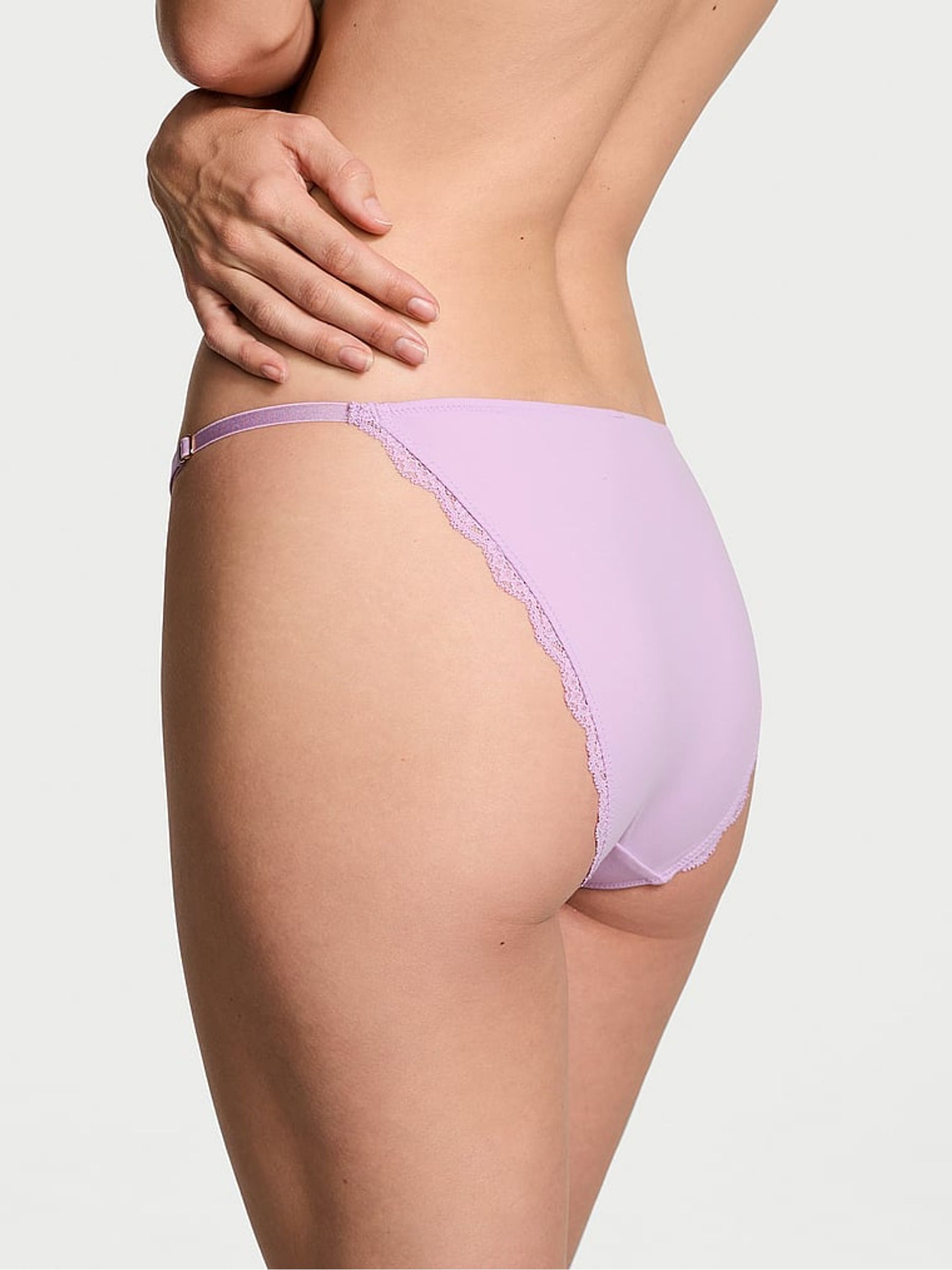 Silky Lilac Purple Lace Trim Bikini Knickers - Image 2 of 4