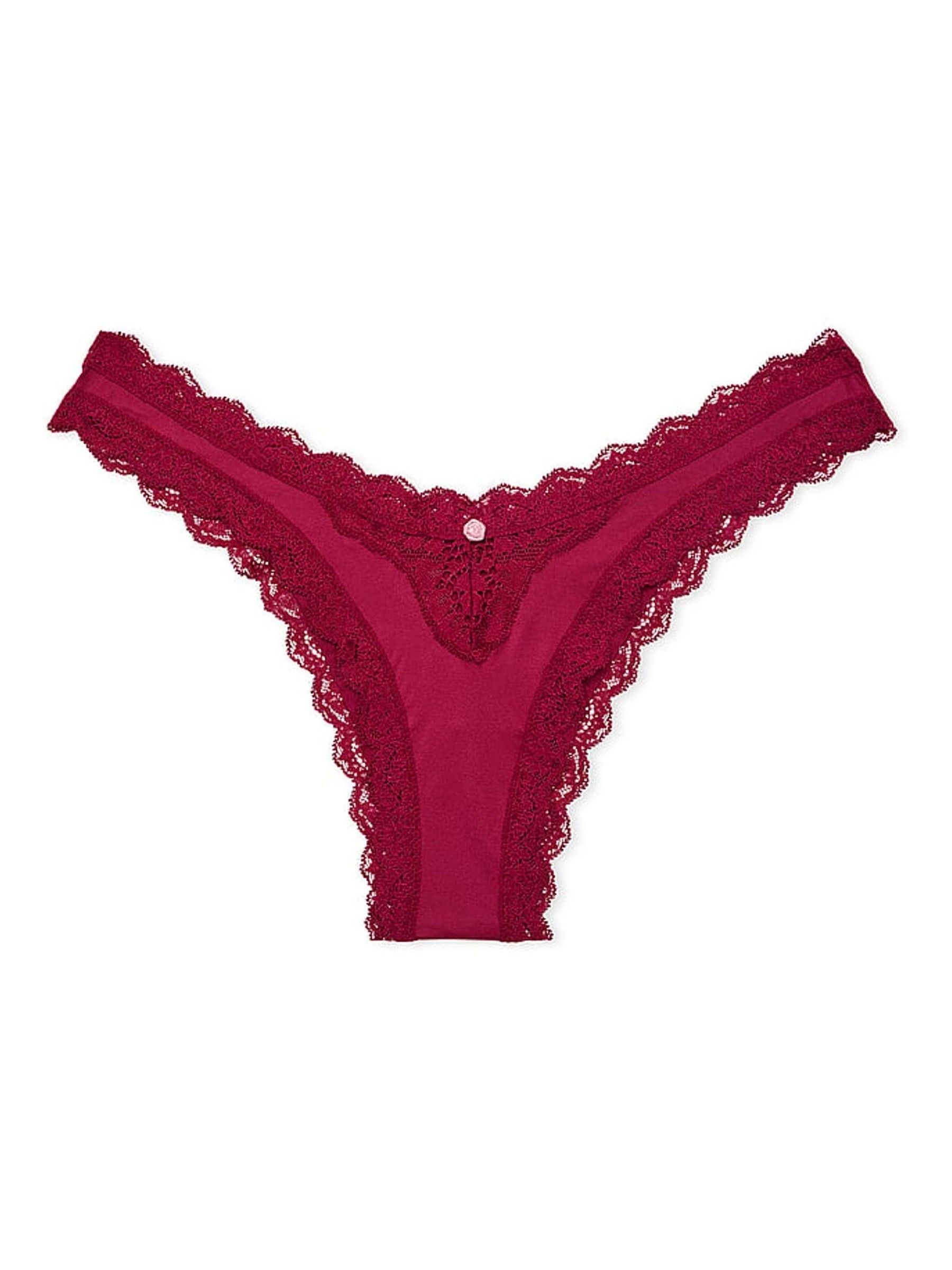 Campari Red Lace Trim Brazilian Knickers - Image 3 of 3