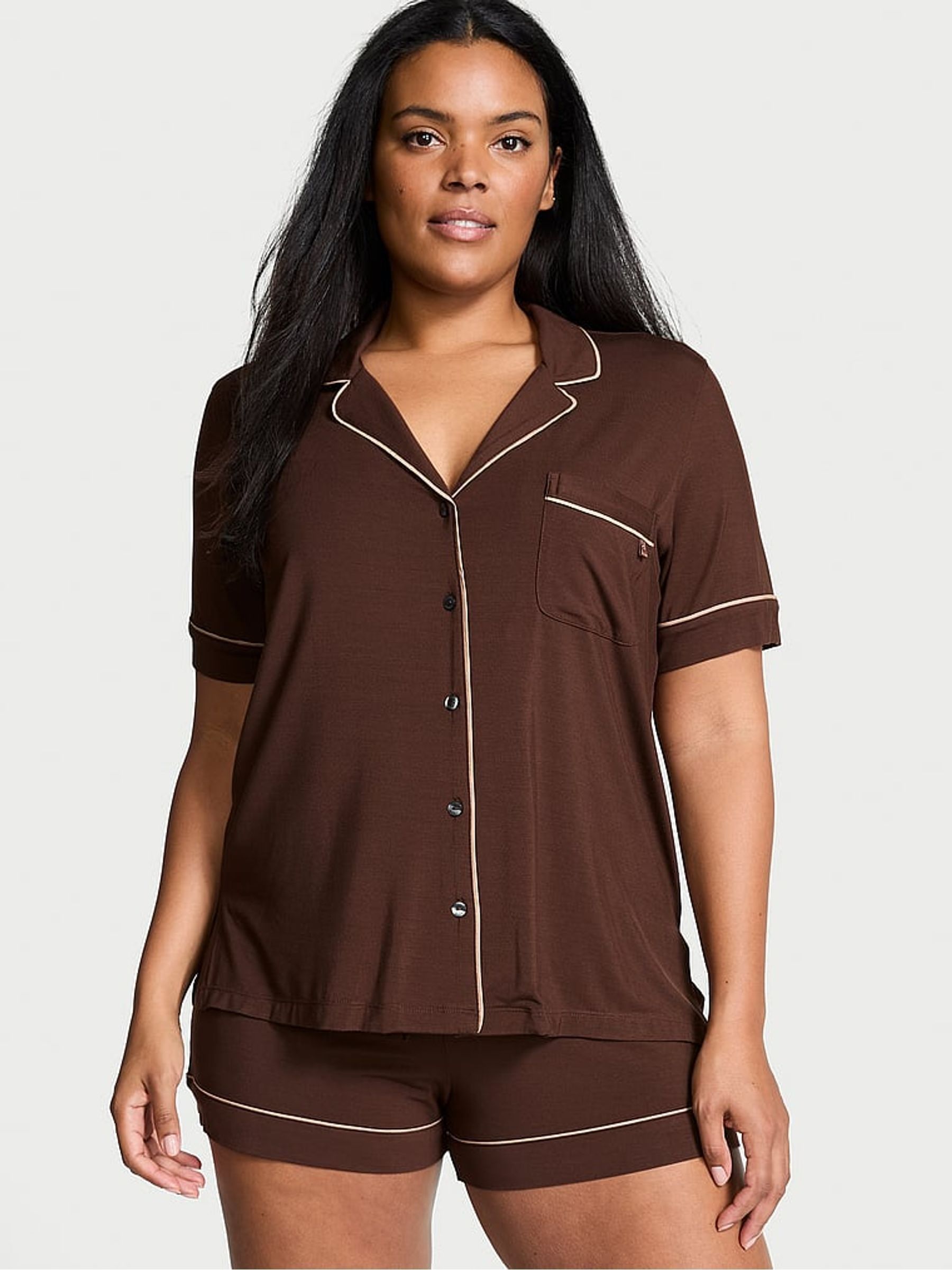 Ganache Brown Modal Short Pyjama Set - Image 1 of 3