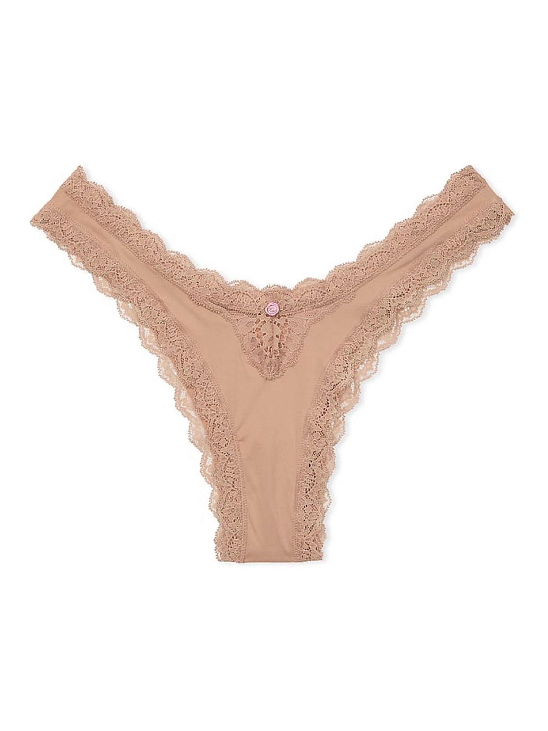 Praline Nude Lace Trim Brazilian Knickers - Image 3 of 3