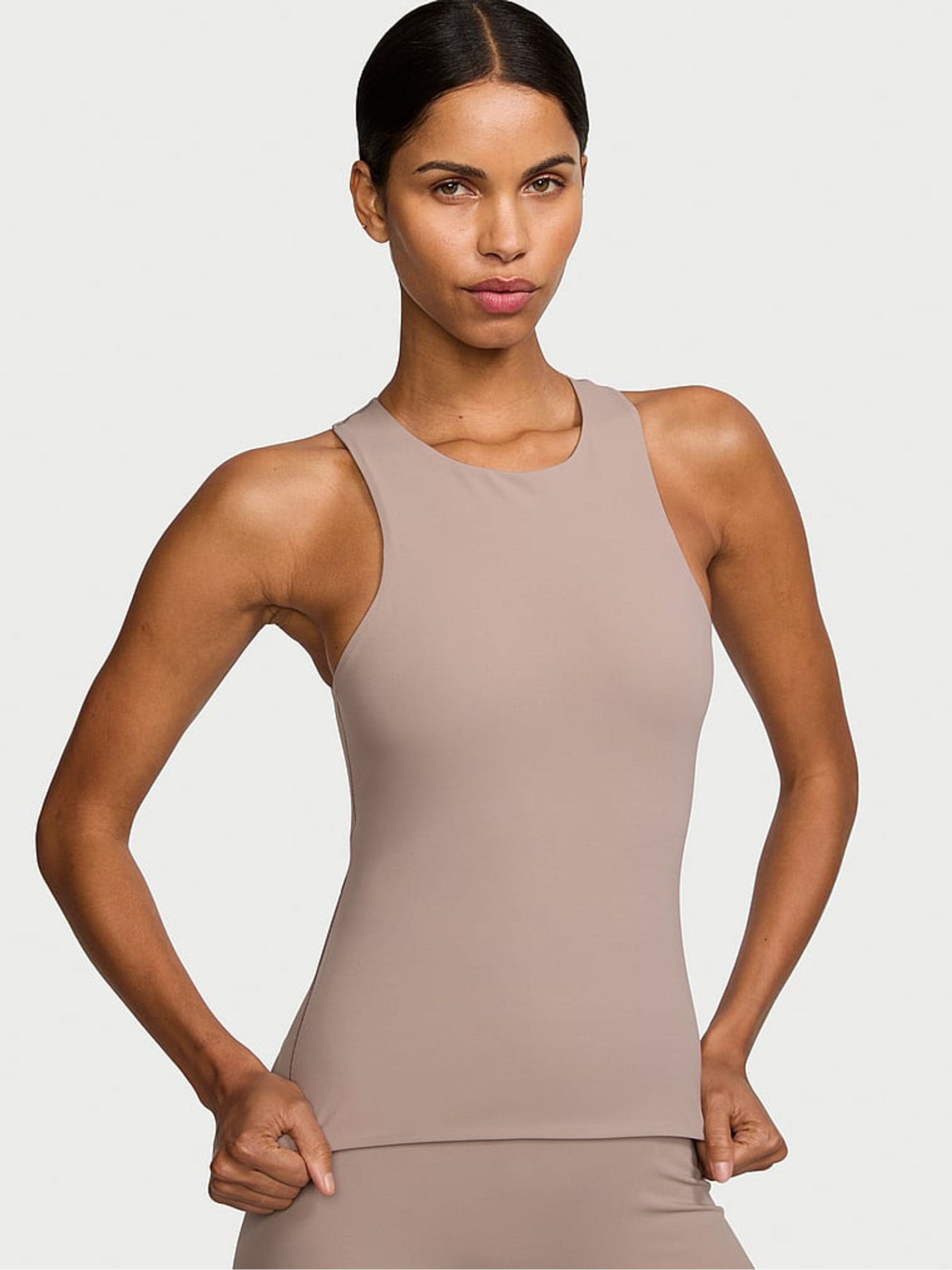 Candlelight Rose Nude Elevate™ High Neck Tank Top - Image 1 of 3