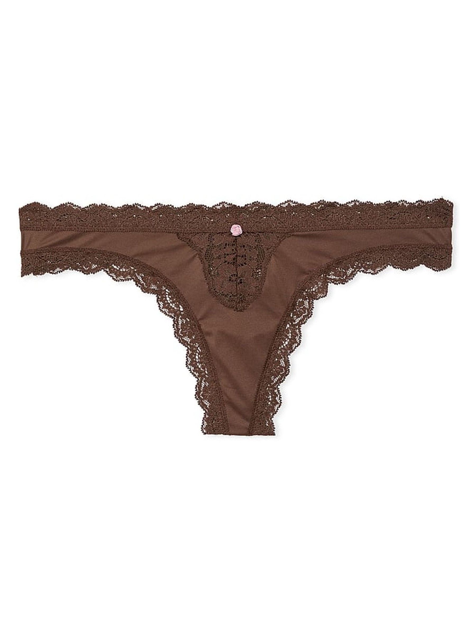 Ganache Nude Lace Trim Thong Knickers - Image 3 of 3